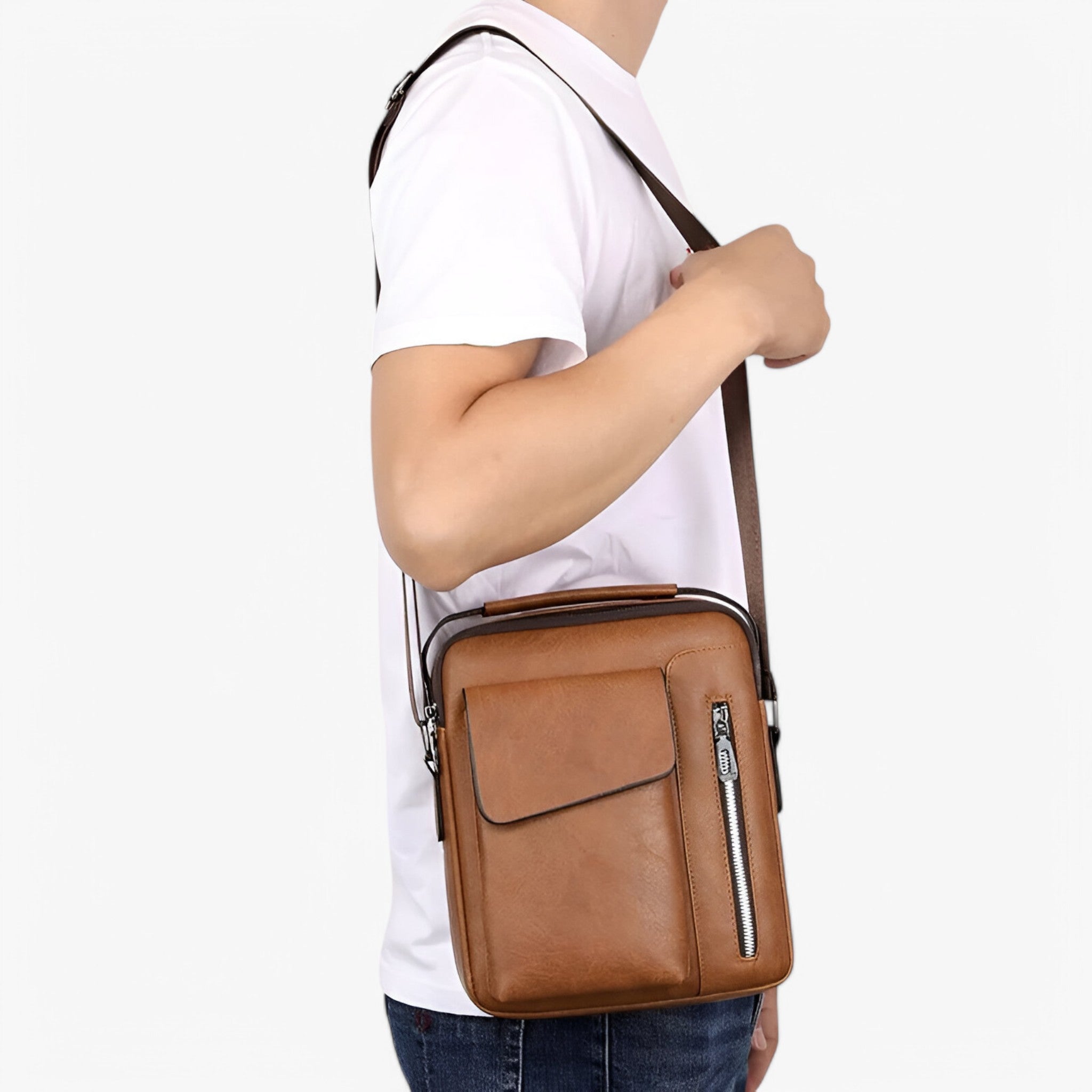 Prestige™ – Borsa a Spalla in Pelle Luxe per Stile e Funzionalità - Marrone - business casual Elegant new - Concept Palermo