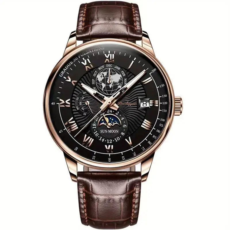 PhaseClock - Elegante orologi meccanici da uomo con un tocco di lusso - Oro Rosa Nero - - Concept Palermo