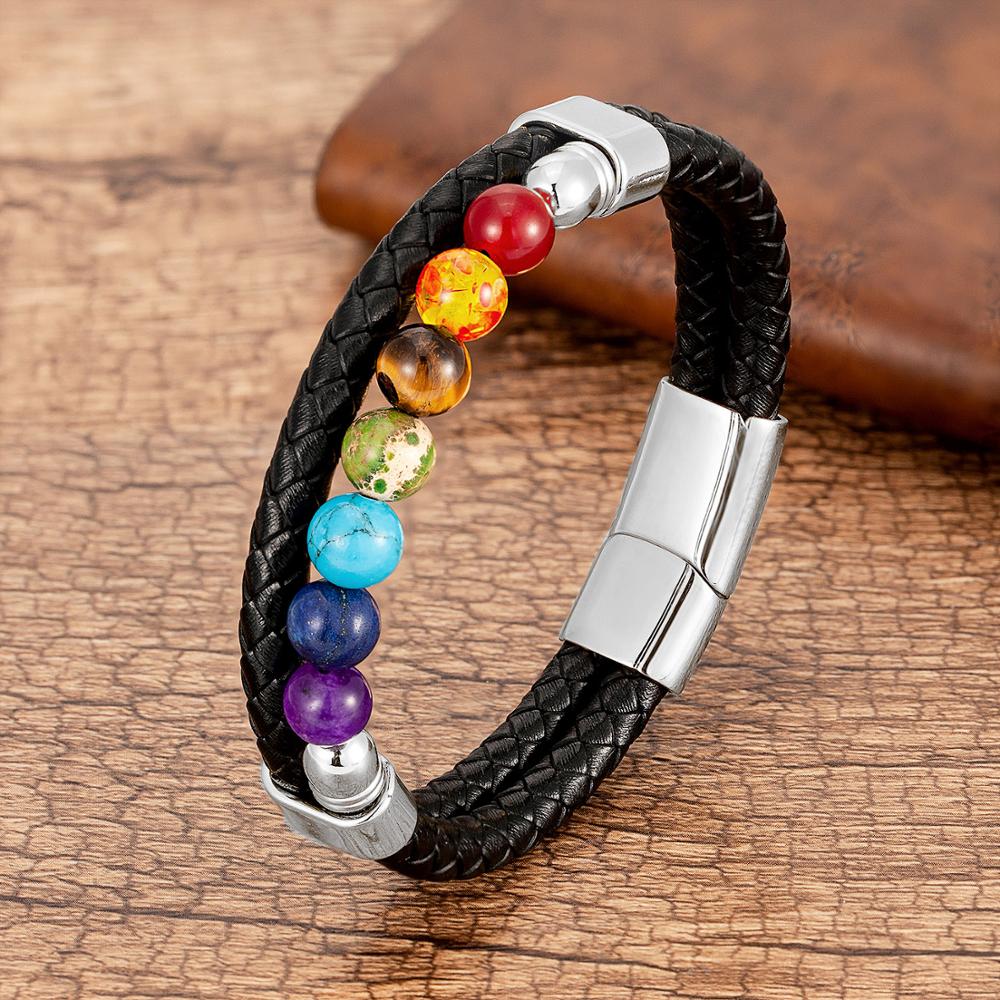Braccialetto Chakra Connection | Mantieni i tuoi chakra in equilibrio! - Raddoppiare Argento - BRACELETS mens bracelet - Concept Palermo