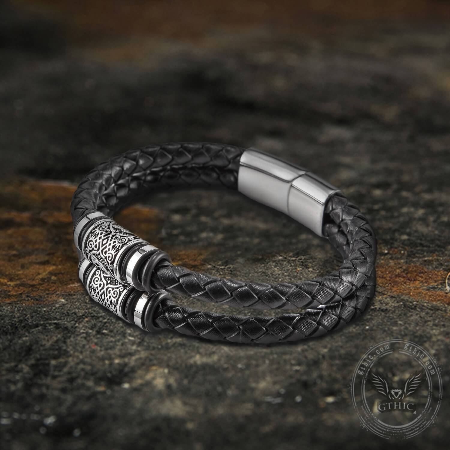 Bracciale classico in pelle intrecciata in acciaio inossidabile - - bracelet for men - Concept Palermo
