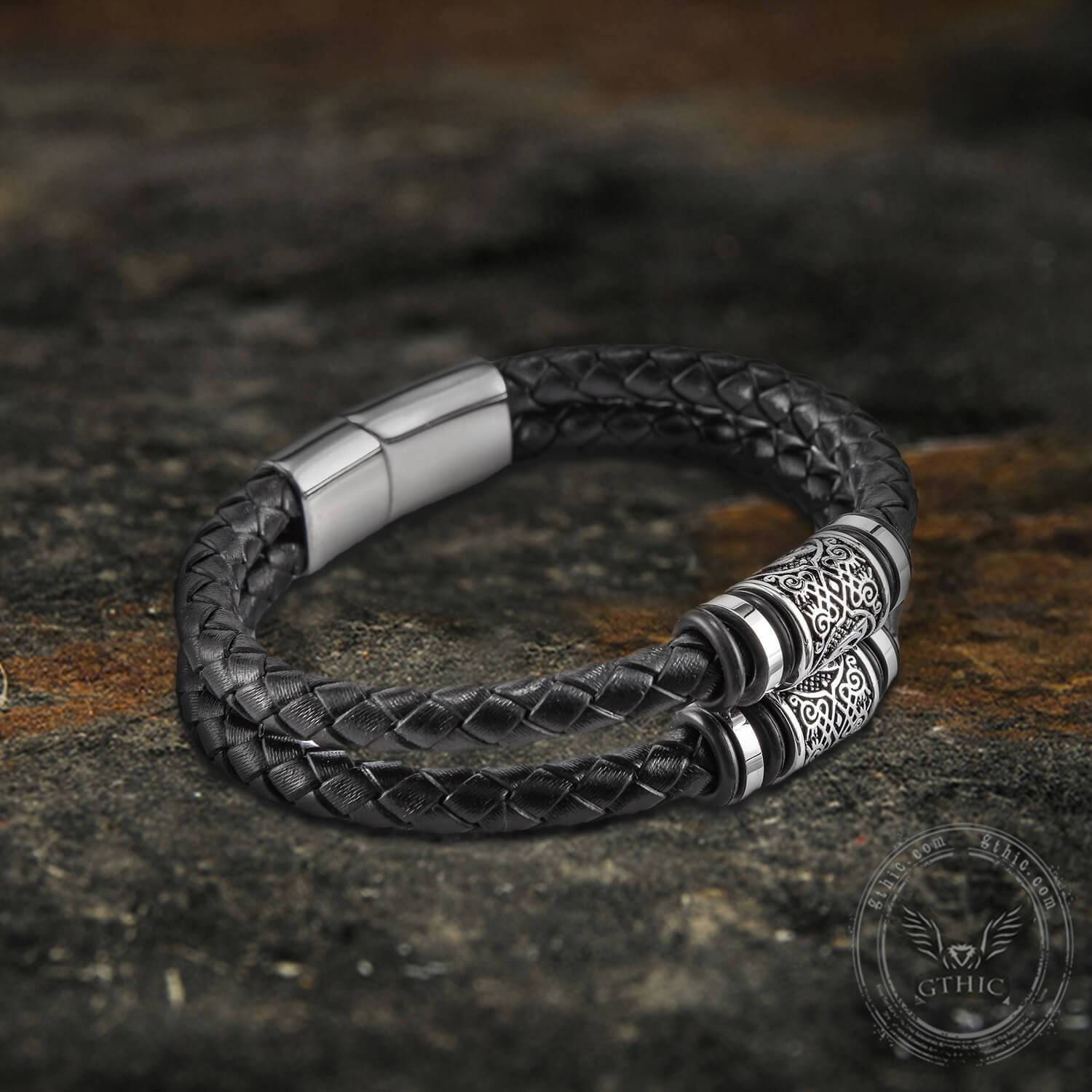 Bracciale classico in pelle intrecciata in acciaio inossidabile - - bracelet for men - Concept Palermo