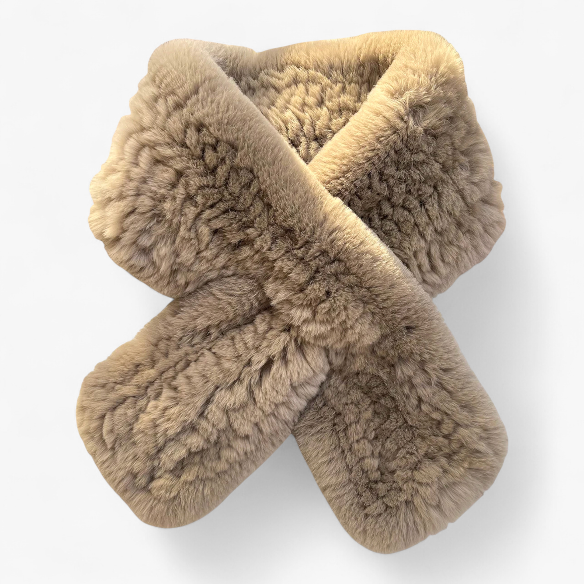 Arabella | Sciarpa di Pelliccia per Donne Elegante - Caffè Lunghezza 88cm - accessorio elegante moda invernale pelliccia di coniglio rex sciarpa calda sciarpa corta sciarpa di lusso sciarpa di pelliccia sciarpa invernale sciarpa naturale - Concept Palermo