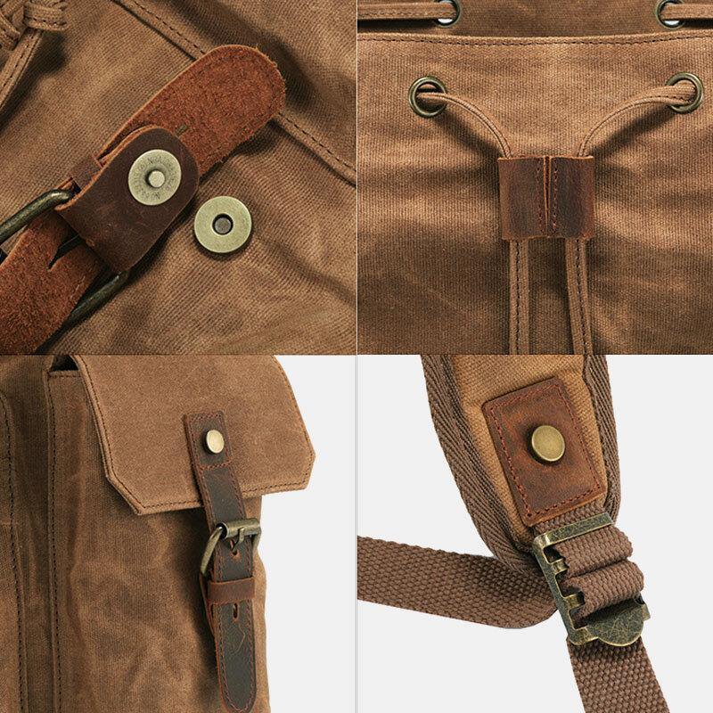 Zaino per laptop RetroRider in tela e pelle - - Backpacks - Concept Palermo