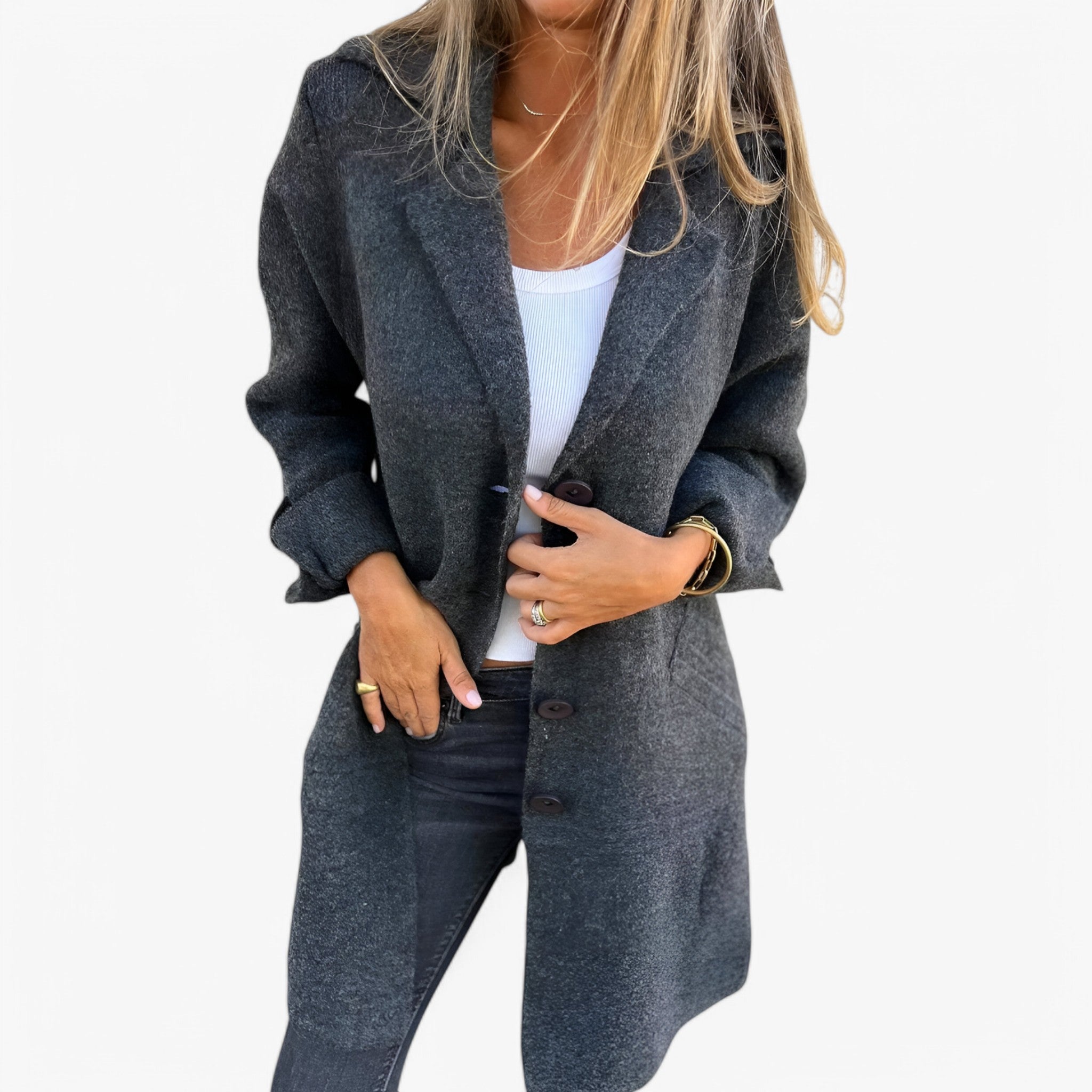 Milena | Giacca di lana - Alla moda e calda - Grigio - blazer Coat WOMEN - Concept Palermo