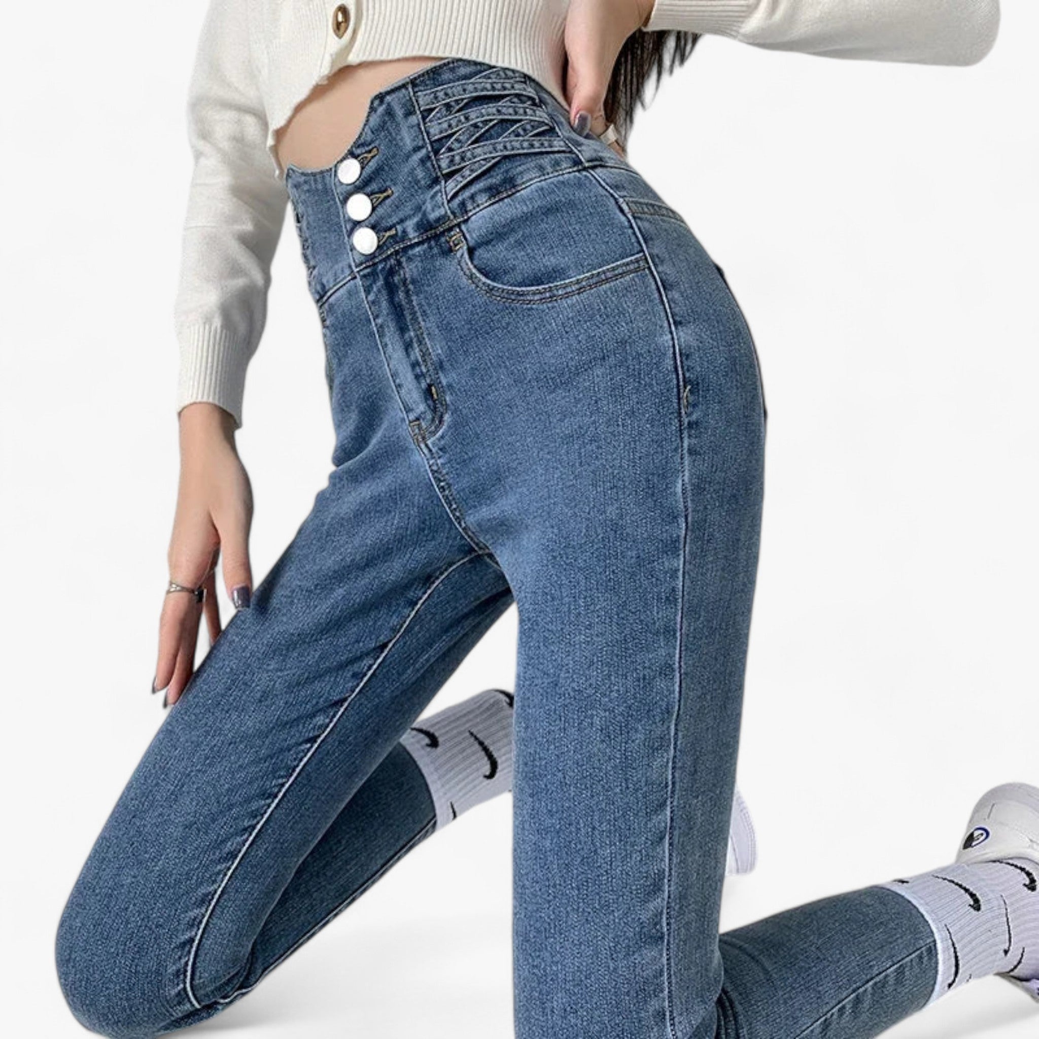 Nina | Jeans skinny a matita - Elastico sottile per una vestibilità più snella - - pants pants for women Pants women women pants - Concept Palermo