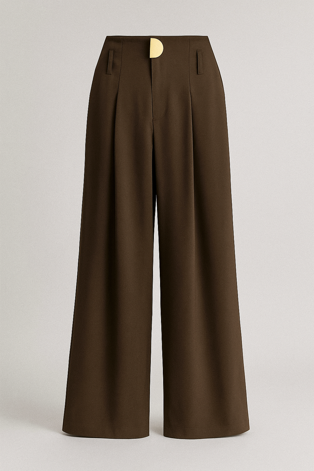 Lana | Pantaloni femminili a vita alta con pieghe - Marrone scuro - fashion modern women's fashion WOMEN womens fashion - Concept Palermo