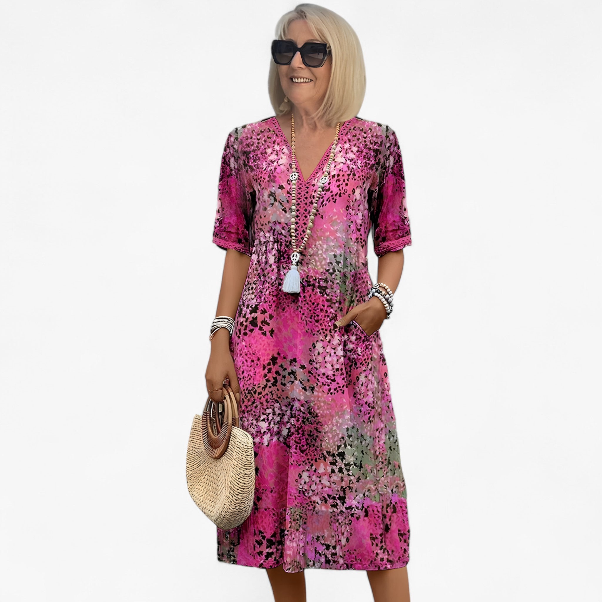 Patricia - Vestito con stampa floreale - Rosa chiaro - - Concept Palermo