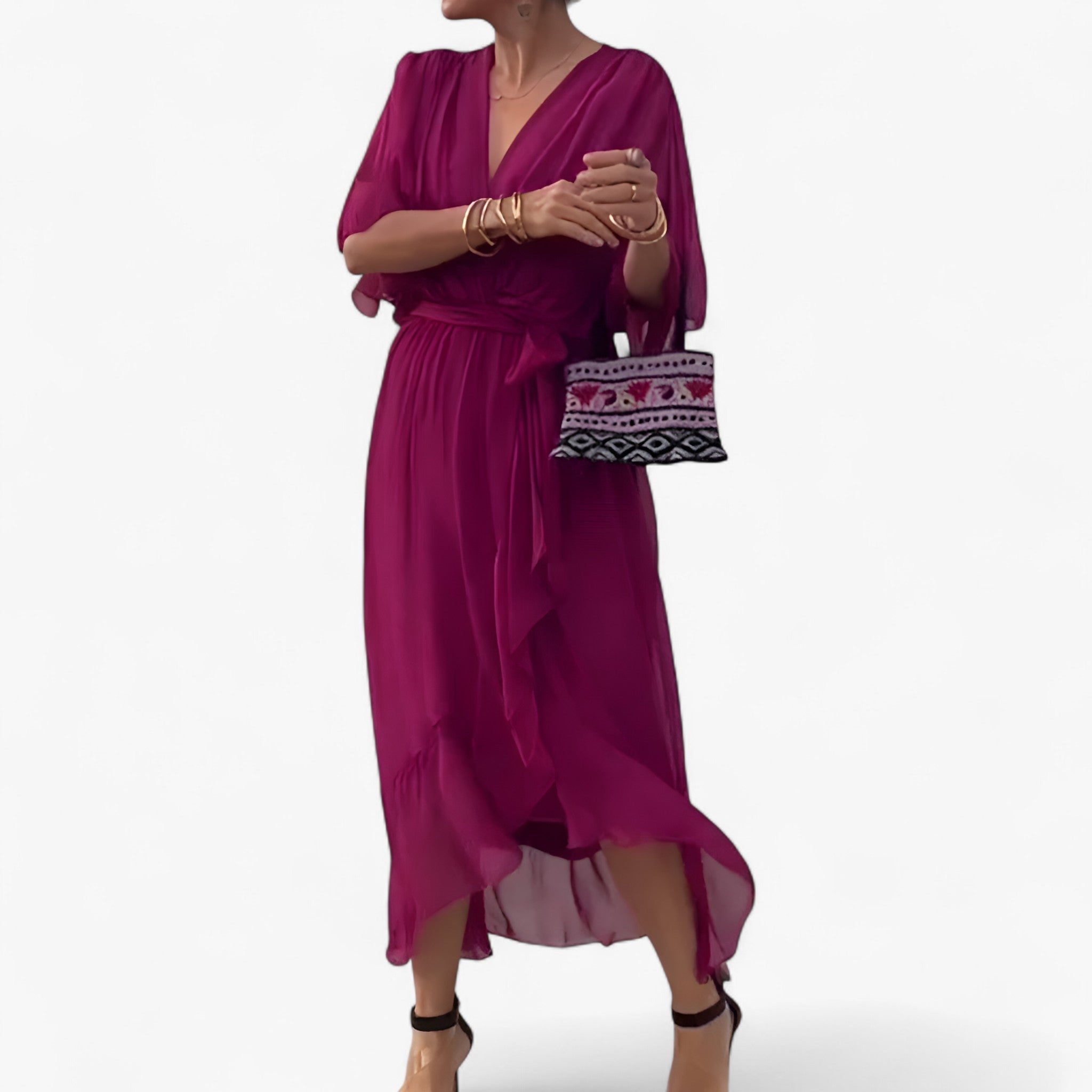 Aliyah | Abito da donna in chiffon - Rosso - - Concept Palermo