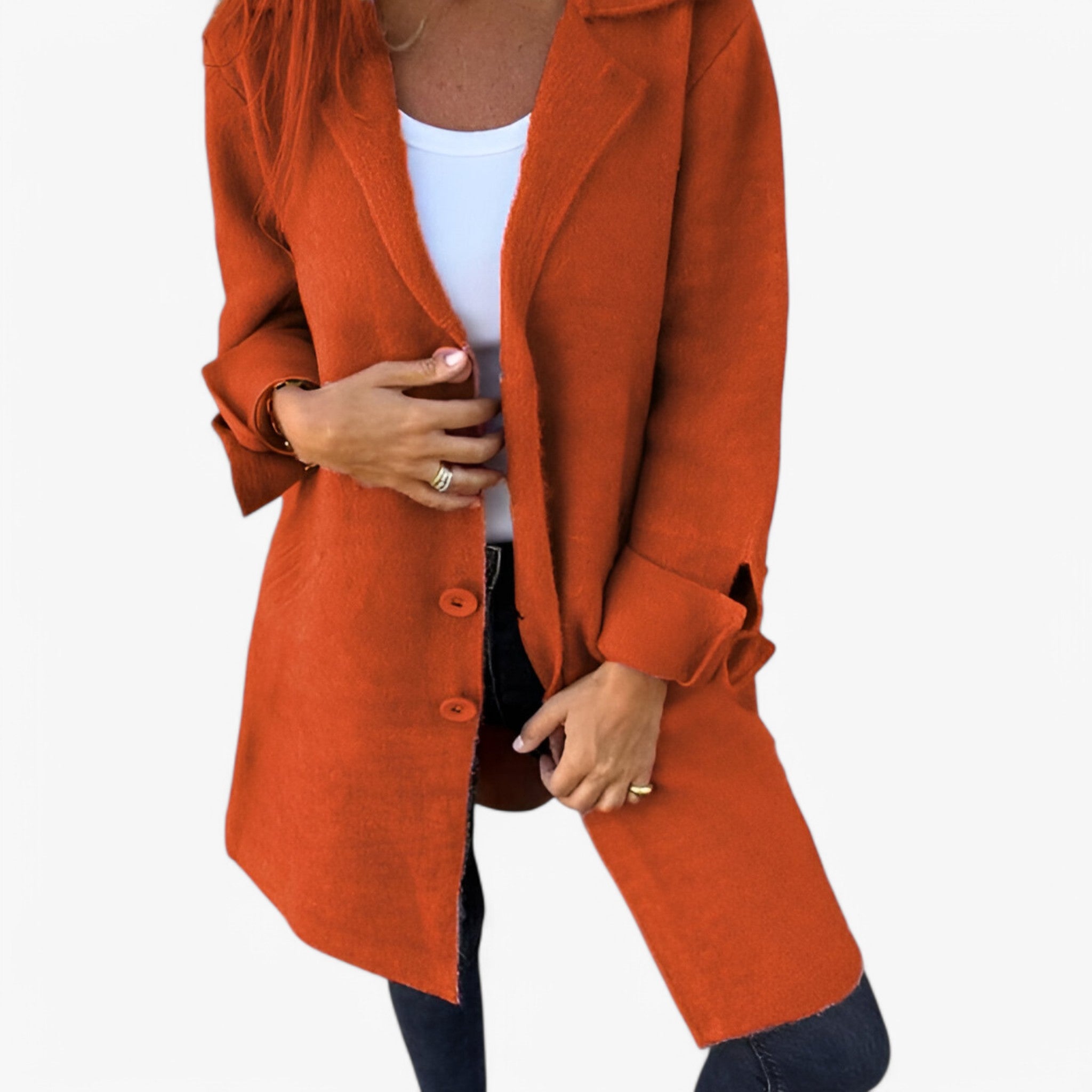 Milena | Giacca di lana - Alla moda e calda - Arancione - blazer Coat WOMEN - Concept Palermo