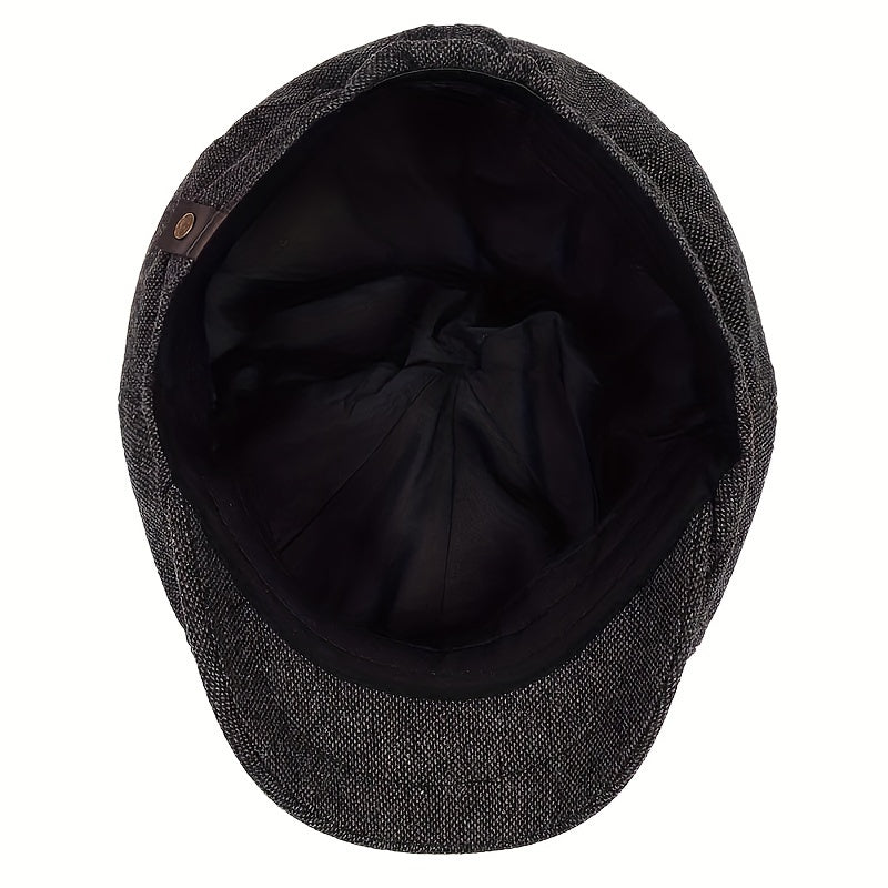 Cappellino retrò con otto pannelli in tessuto tweed a spina di pesce, berretto casual a righe - - caps hats - Concept Palermo