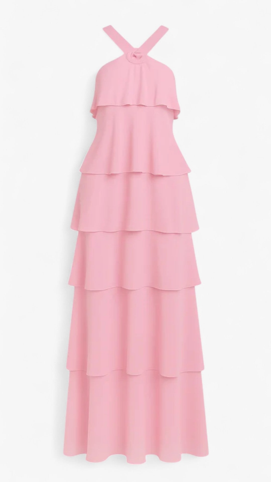 Isabeau | Vestito a collo alto a strati con fiori 3D - Rosa - casual dresses Dresses - Concept Palermo