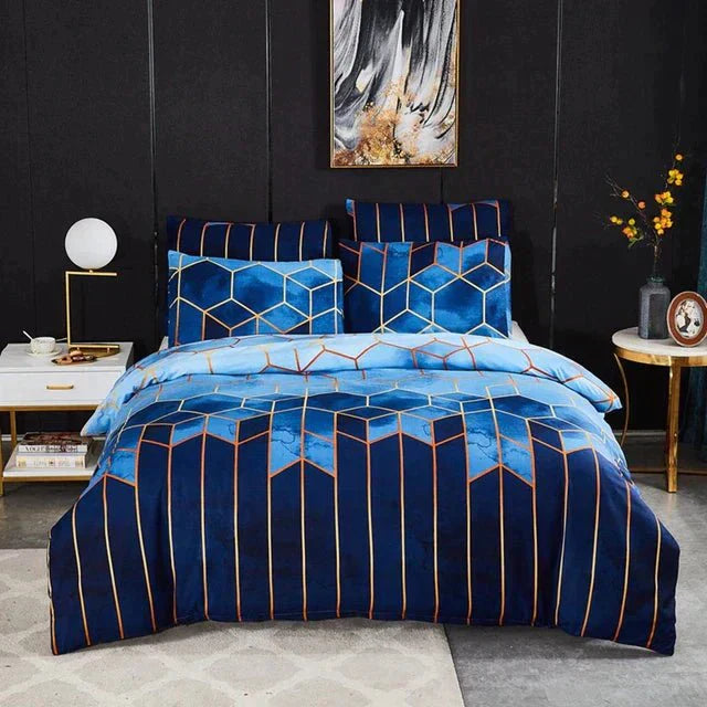 Luxe Layer - Copriletto 'Motivo geometrico' rinfrescante e traspirante - Blu - Bedding bedsheets - Concept Palermo