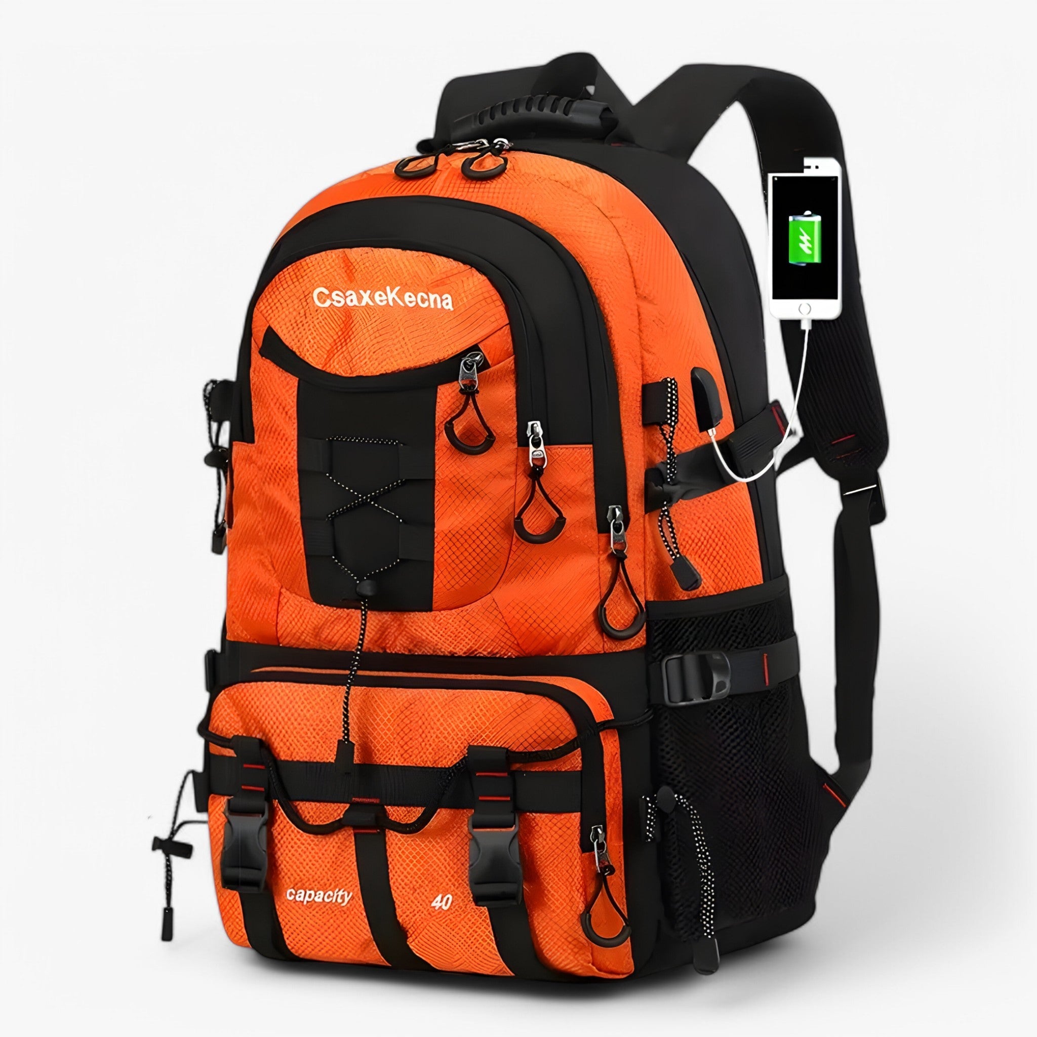 Noah | Zaino impermeabile da 40 litri per esterni - Arancia - 40 liter rugzak Avontuurlijke rugzak Backpack Duurzame rugzak new_for_google_may Reizen rugtas Rugzak usb-oplader Wandelaarsrugzak Waterdichte rugzak - Concept Palermo