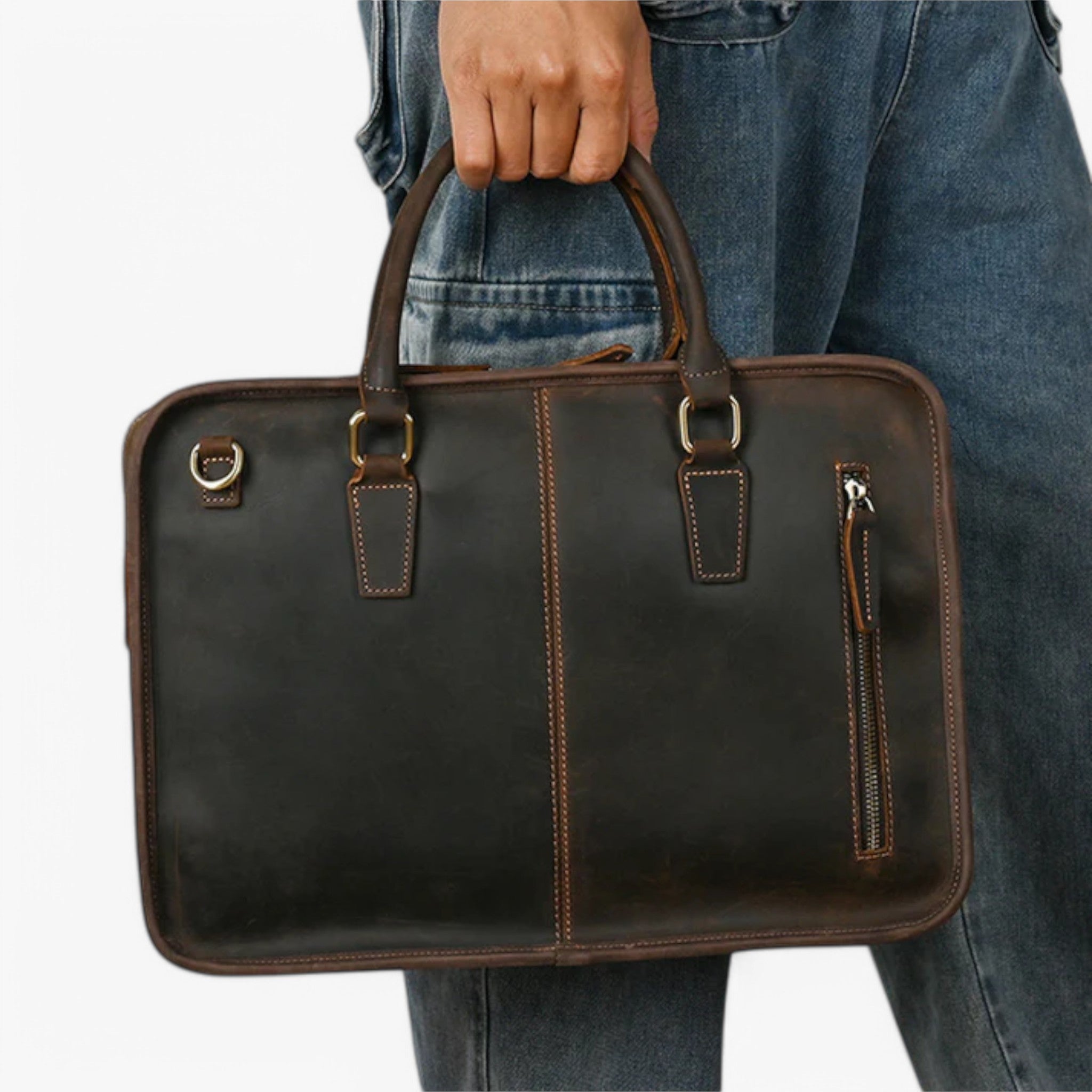 Ugo | Borsa porta computer in pelle con tracolla - - - Concept Palermo