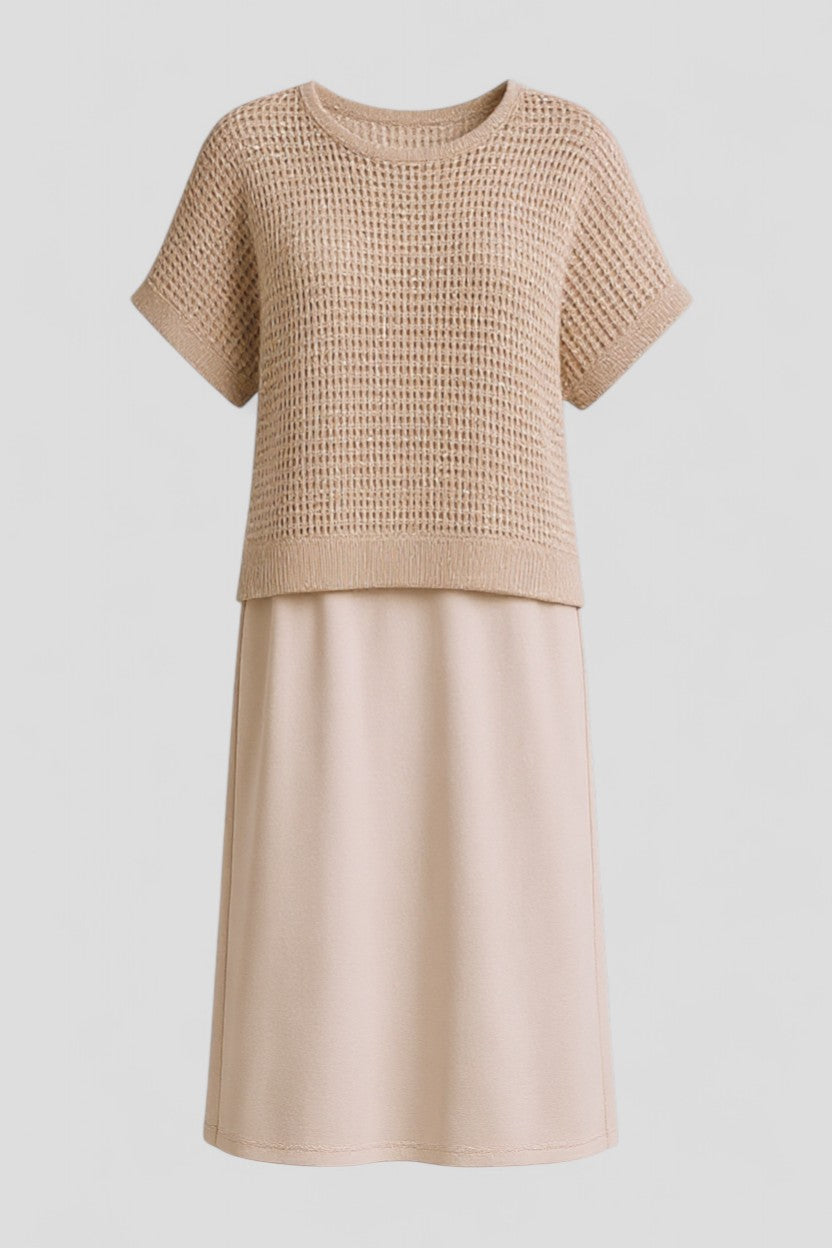 Airis | Abito Estivo Elegante Donna Midi - Beige - abbigliamento donna abito elegante abito estivo fashion summer moda estate outfit estivo stile estivo vestito fresco - Concept Palermo