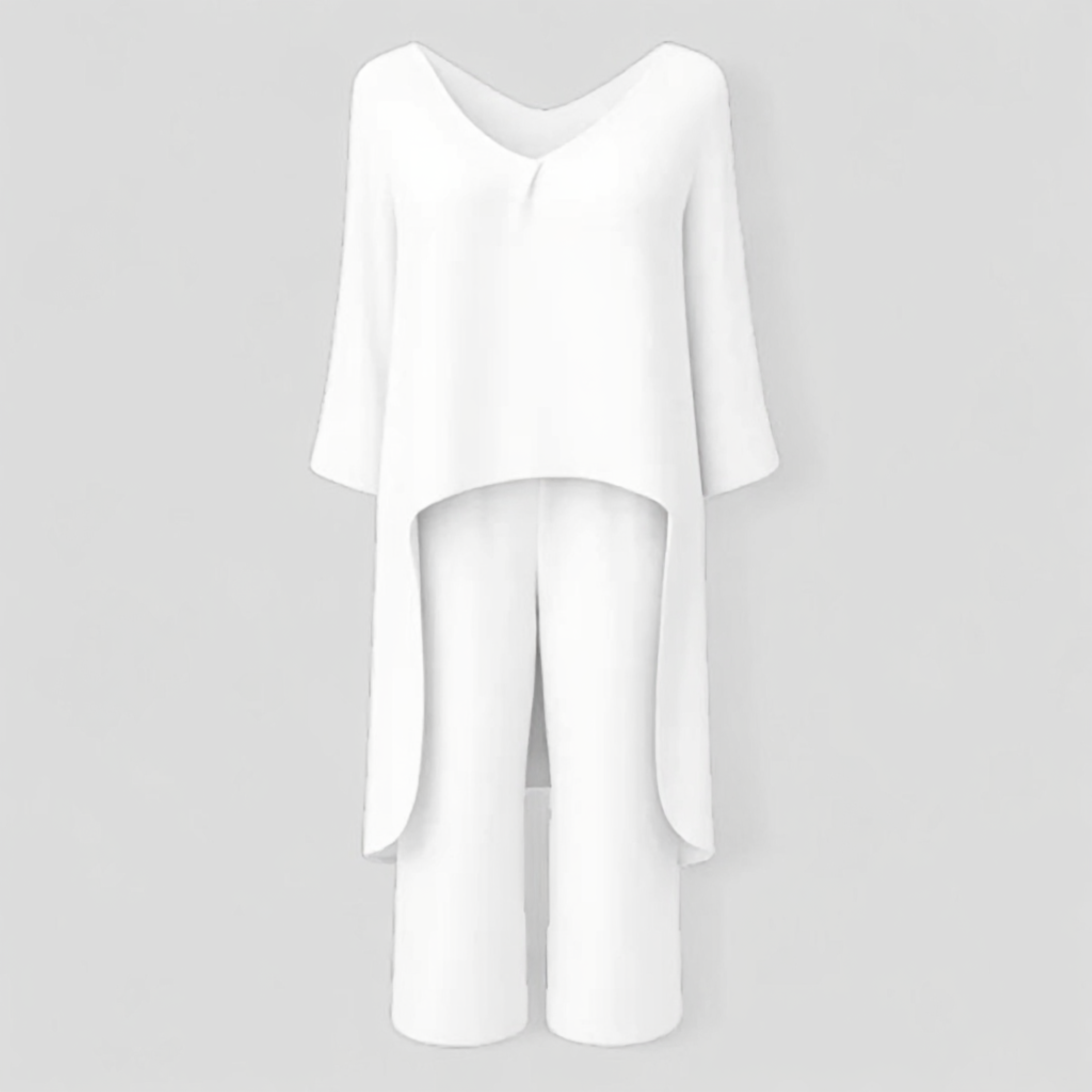 Lara | Completo Donna Elegante a Due Pezzi - Bianco - abbigliamento chic abbigliamento leggero completo elegante completo estivo fashion femminile moda curvy outfit versatili set a due pezzi stile casual stile formale - Concept Palermo