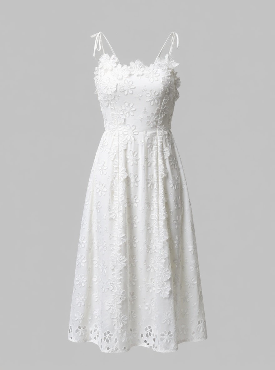 Riri | Abito Da Donna Elegante Midi In Pizzo - - abito bianco abito da donna abito midi eleganti maniche senza spalline occasioni speciali pizzo leggero scollatura rotonda stile chic vestito da festa vestito estivo - Concept Palermo