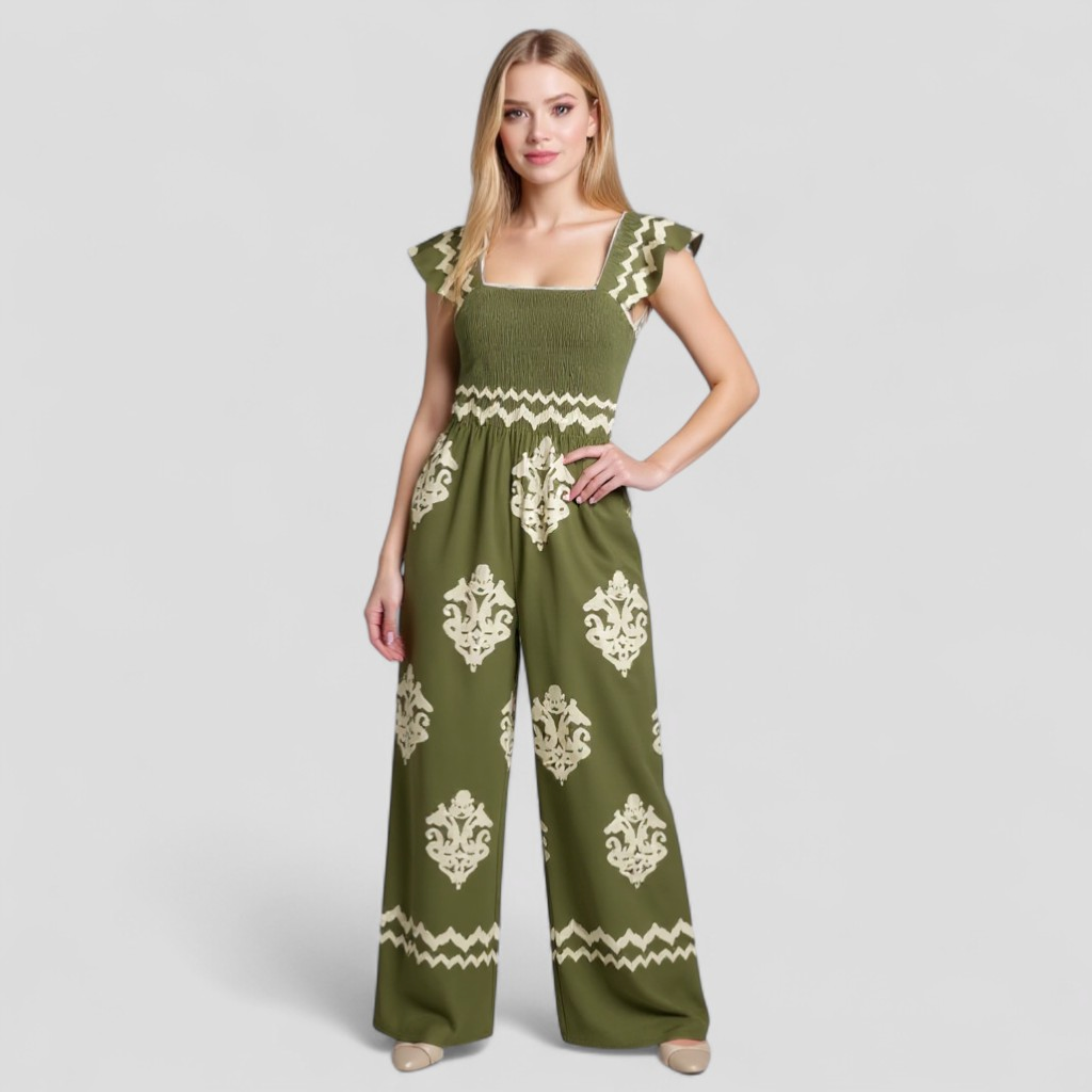 Marisa | Tuta Elegante Donna Bohemien a Vita Alta - - abbigliamento casual gamba larga look vintage moda femminile tuta bohemien tuta con cappuccio tuta donna tuta elegante tuta estiva vita alta - Concept Palermo