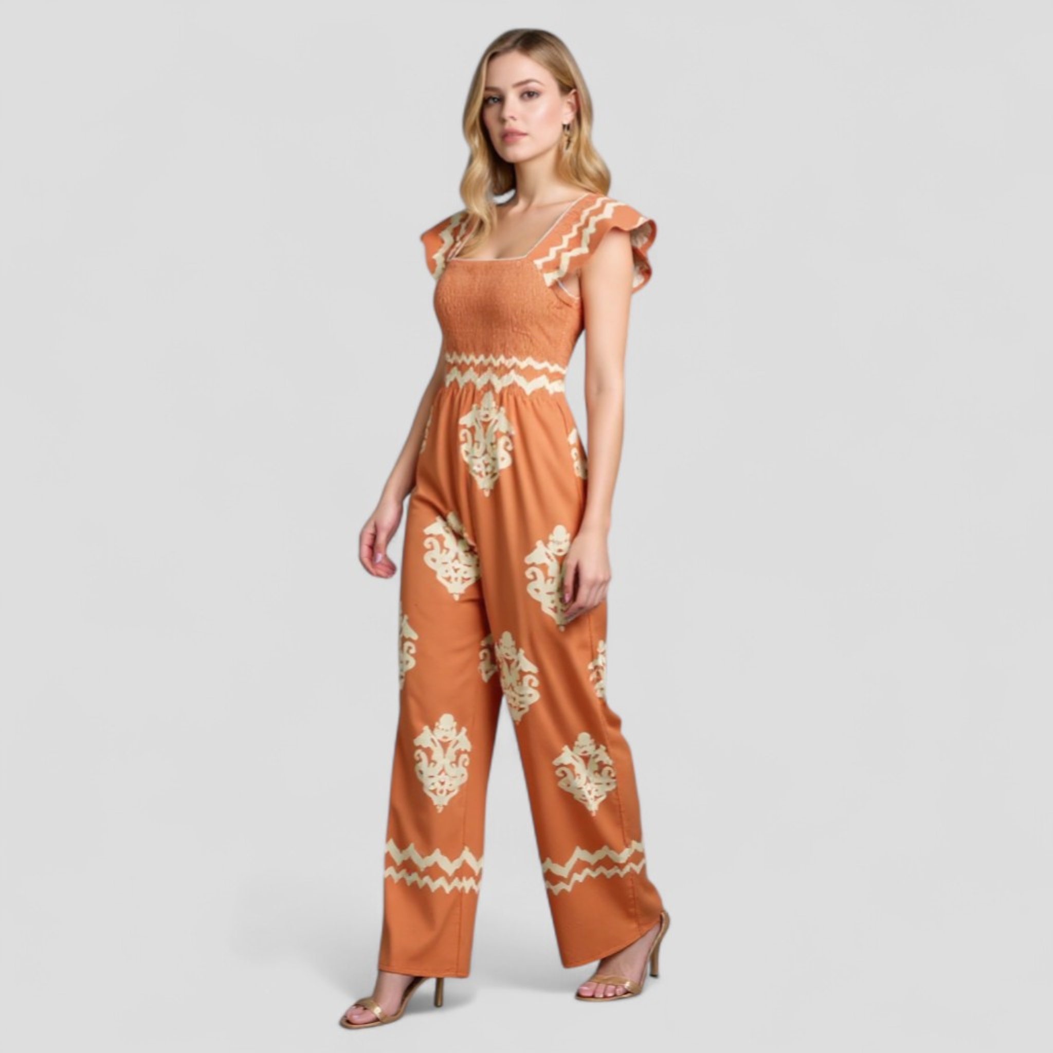 Marisa | Tuta Elegante Donna Bohemien a Vita Alta - - abbigliamento casual gamba larga look vintage moda femminile tuta bohemien tuta con cappuccio tuta donna tuta elegante tuta estiva vita alta - Concept Palermo