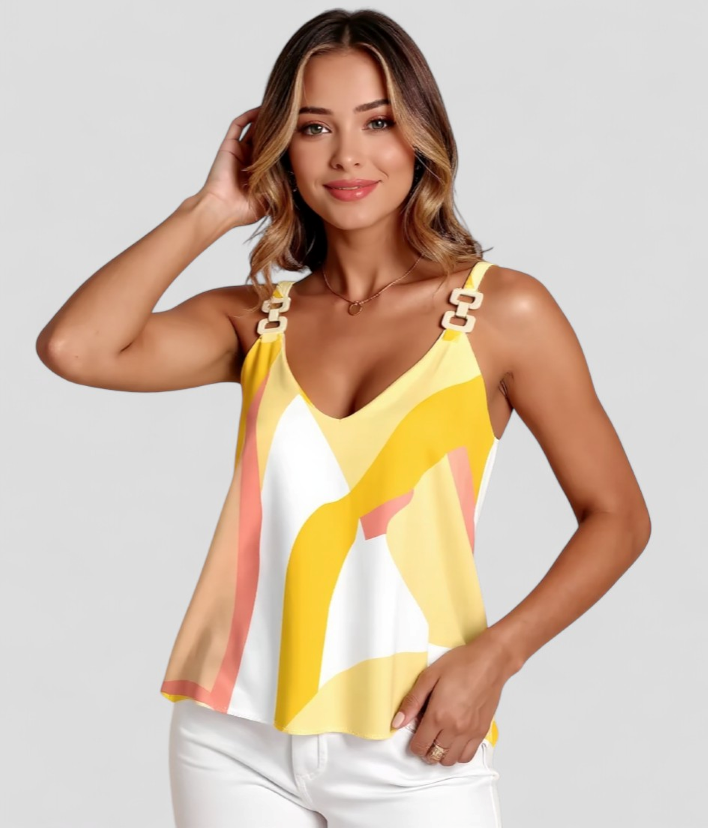 Marzia | Blusa Elegante Donna in Chiffon Leggero - - abbigliamento ufficio blusa elegante blusa primavera estate blusa versatile chiffon donna maniche lunghe moda casual scollatura a V taglia ampia tops oversize - Concept Palermo