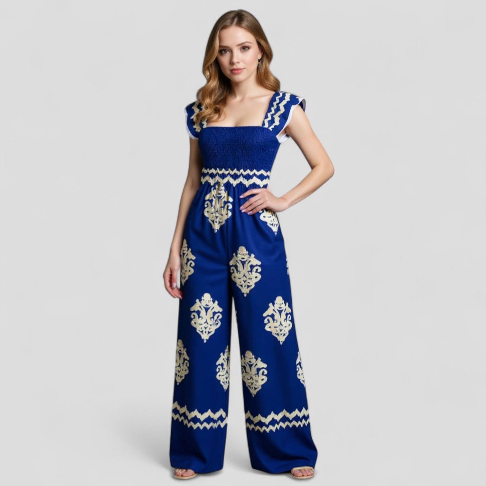 Marisa | Tuta Elegante Donna Bohemien a Vita Alta - - abbigliamento casual gamba larga look vintage moda femminile tuta bohemien tuta con cappuccio tuta donna tuta elegante tuta estiva vita alta - Concept Palermo