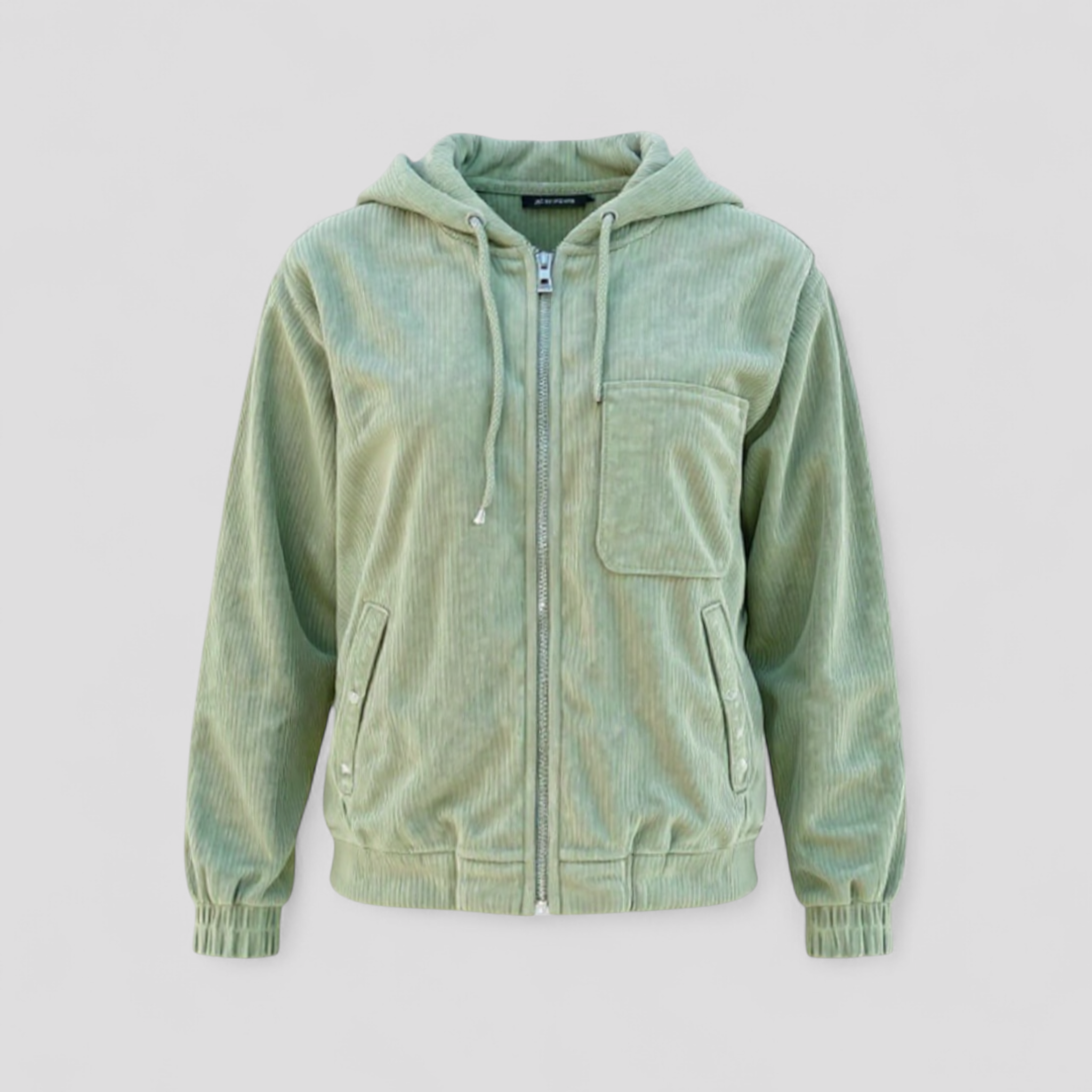 Vallea | Giacca Invernale Donna con Cappuccio in Velluto - Verde - abbigliamento donna cappuccio giacca calda giacca comoda giacca con zip giacca donna giacca per inverno giacca velluto a coste giacca versatile stile retrò - Concept Palermo