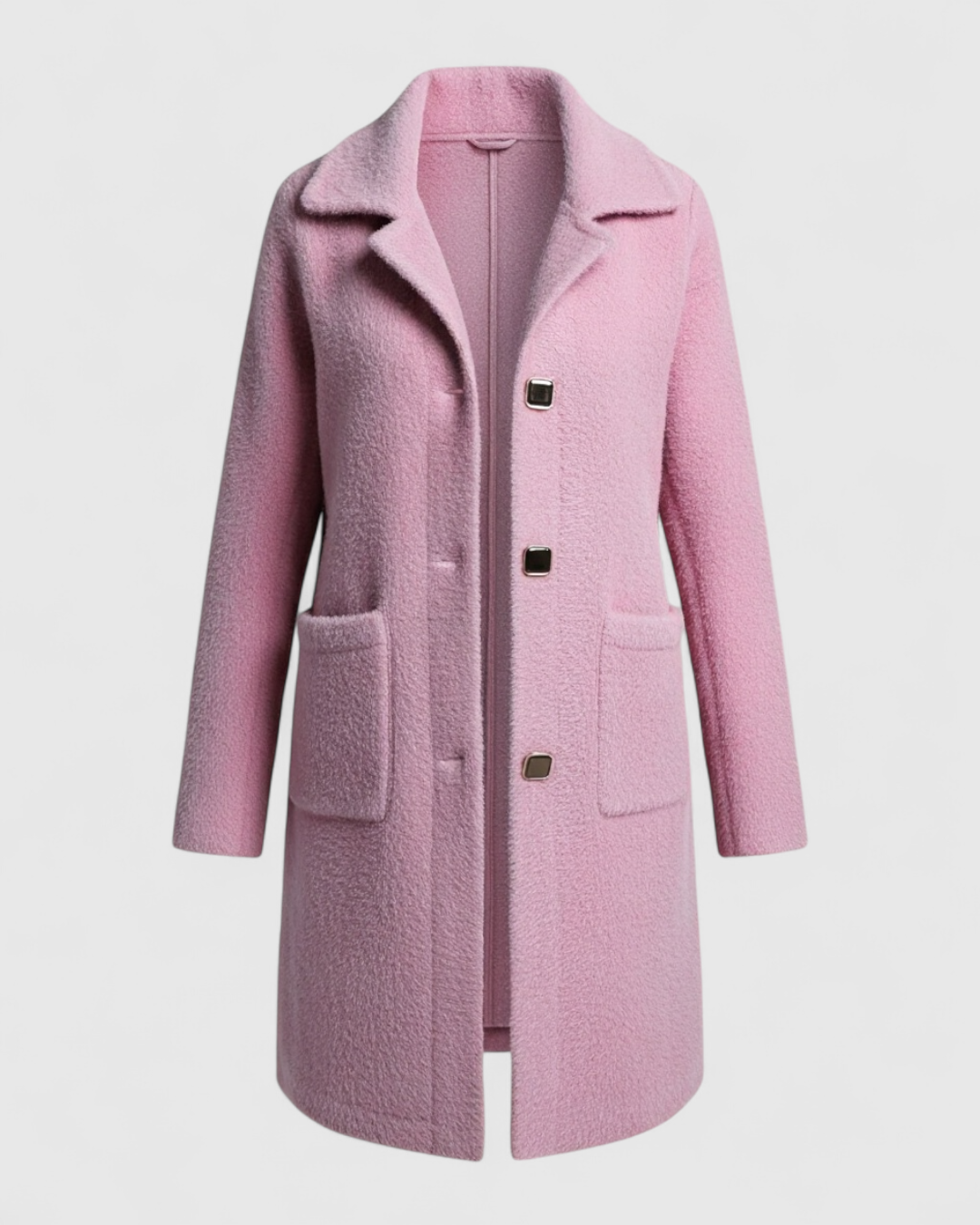 Liliosa | Giacca Invernale Donna Elegante e Confortevole - Rosa - giacca giacca a bottoni giacca autunno giacca calda giacca comfort giacca elegante giacca in lana giacca Lente giacca longline giacca moda giacca taglie grandi giacca tasche giacca versatile - Concept Palermo