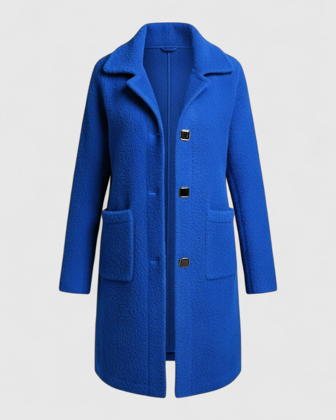Liliosa | Giacca Invernale Donna Elegante e Confortevole - Blu - giacca giacca a bottoni giacca autunno giacca calda giacca comfort giacca elegante giacca in lana giacca Lente giacca longline giacca moda giacca taglie grandi giacca tasche giacca versatile - Concept Palermo