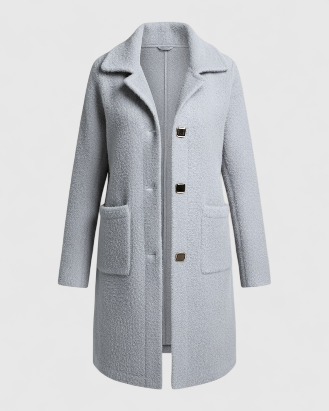 Liliosa | Giacca Invernale Donna Elegante e Confortevole - Grigio - giacca giacca a bottoni giacca autunno giacca calda giacca comfort giacca elegante giacca in lana giacca Lente giacca longline giacca moda giacca taglie grandi giacca tasche giacca versatile - Concept Palermo