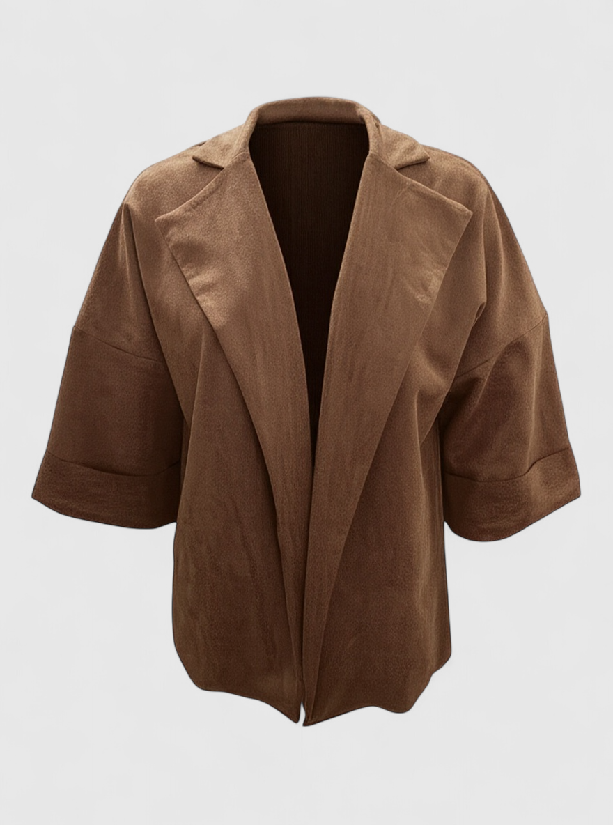 Siena | Cardigan Donna in Suede Sintetico - Khaki - autunno cardigan casual collo a revers donna fashion moda primavera suede sintetico versatile - Concept Palermo