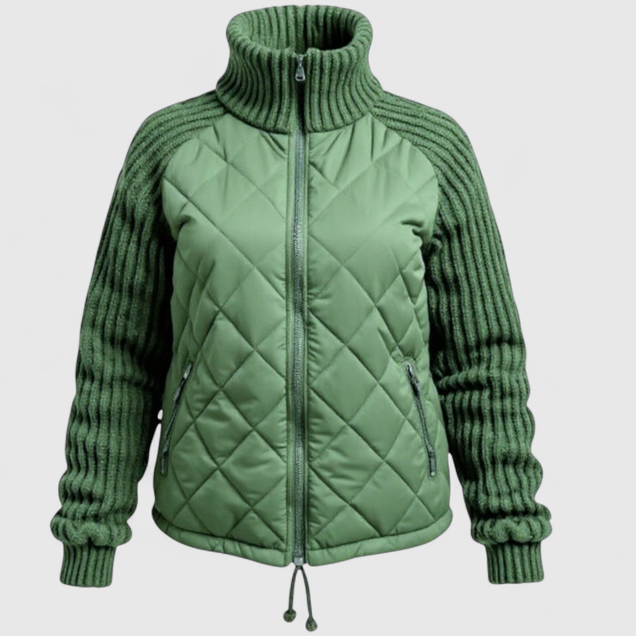 Yulia | Giacca Piumino Leggera da Donna - Verde - abbigliamento donna giacca comoda giacca elegante giacca estiva donna giacca leggera giacca multifunzionale giacca patchwork giacca piumino outerwear femminile piumino donna - Concept Palermo