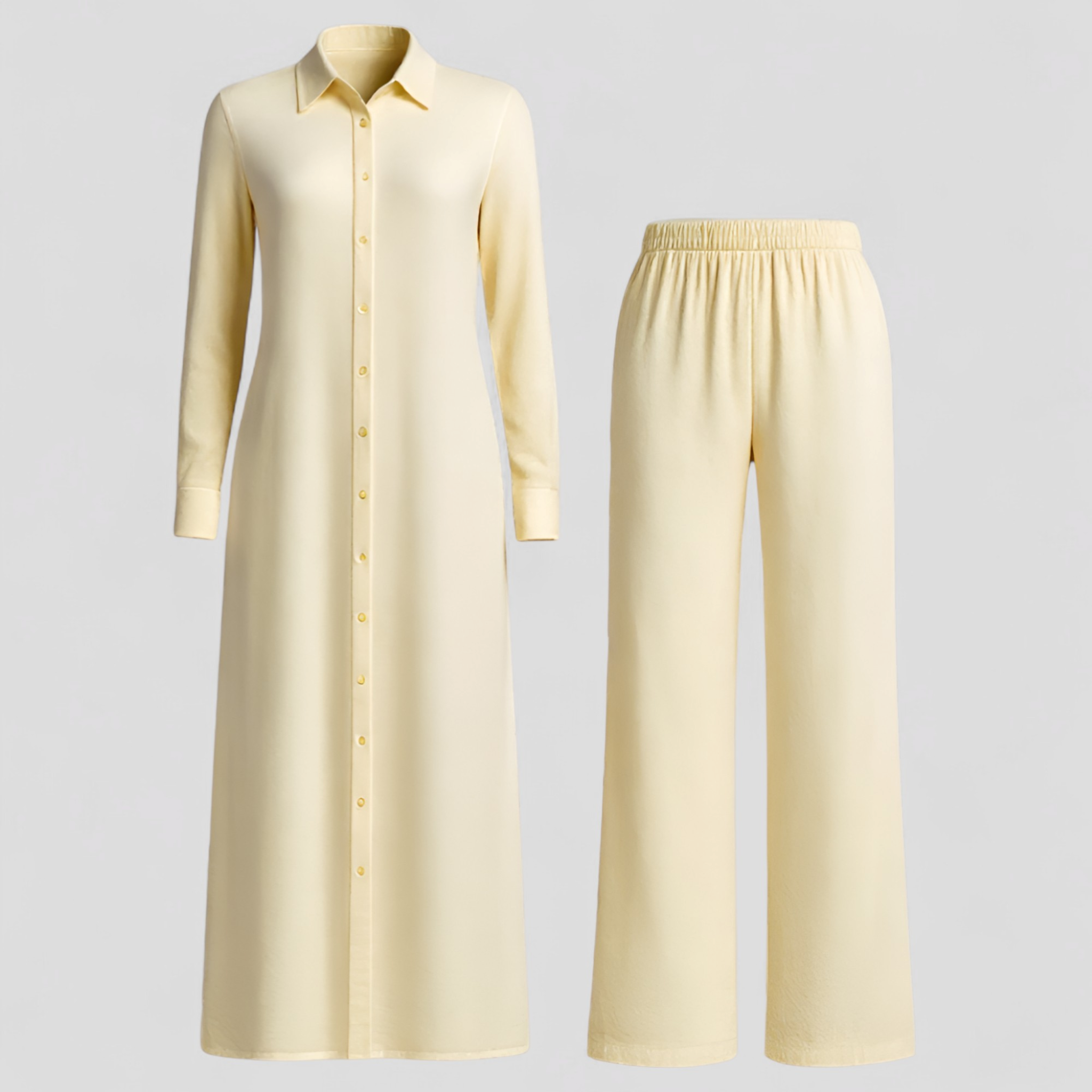 Valeria | Completo Donna Elegante in Estivo - Giallo - abbigliamento estivo abiti estivi blousejurk comfort e stile linnen estivo moda estiva pantaloni in linnen set di linnen - Concept Palermo