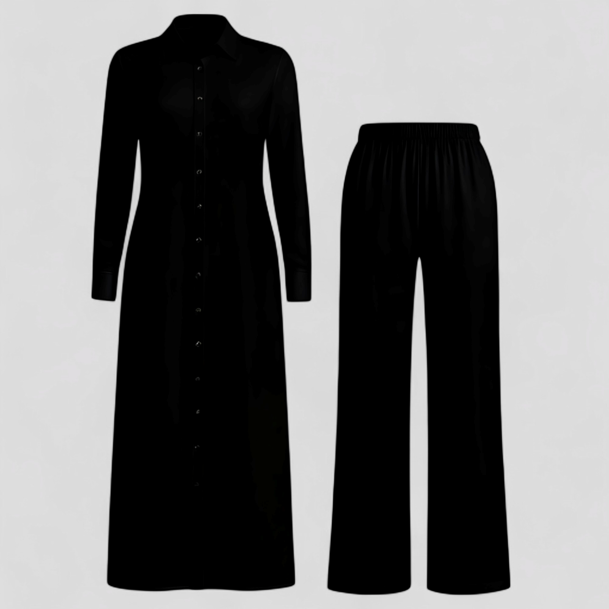 Valeria | Completo Donna Elegante in Estivo - Nero - abbigliamento estivo abiti estivi blousejurk comfort e stile linnen estivo moda estiva pantaloni in linnen set di linnen - Concept Palermo