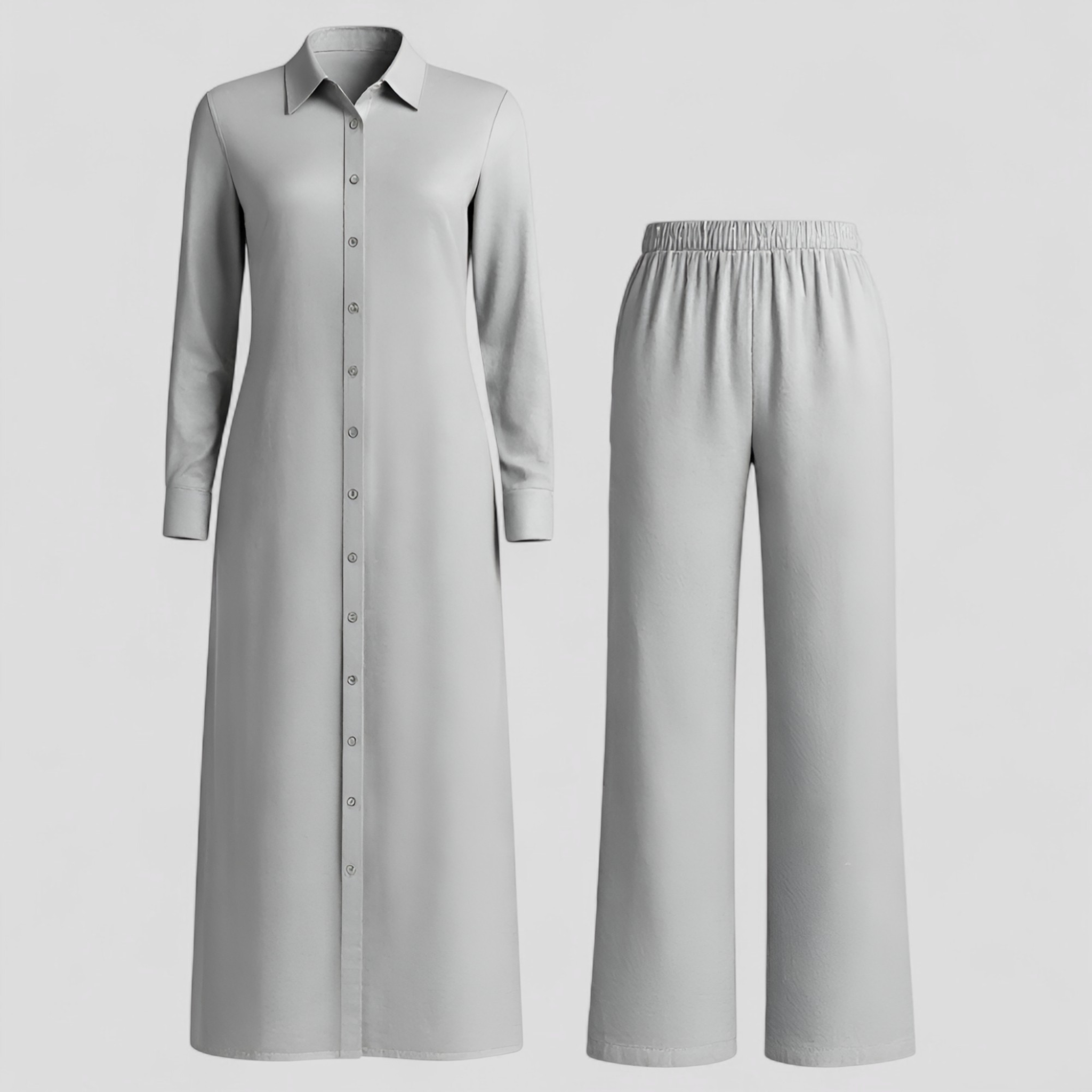 Valeria | Completo Donna Elegante in Estivo - Grigio - abbigliamento estivo abiti estivi blousejurk comfort e stile linnen estivo moda estiva pantaloni in linnen set di linnen - Concept Palermo
