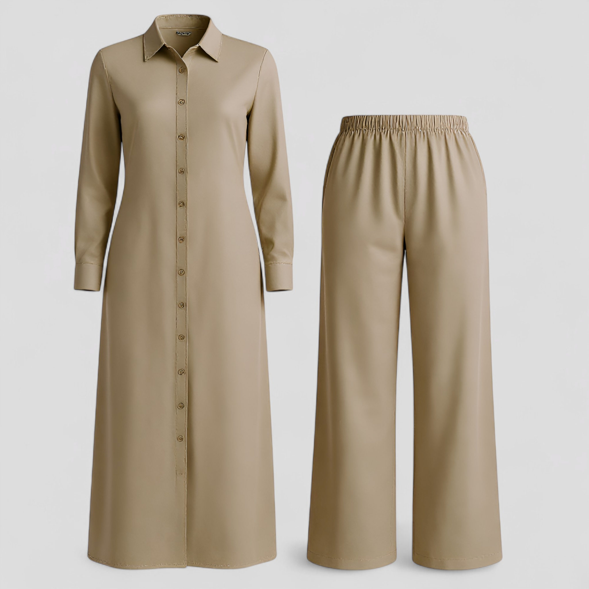Valeria | Completo Donna Elegante in Estivo - Khaki - abbigliamento estivo abiti estivi blousejurk comfort e stile linnen estivo moda estiva pantaloni in linnen set di linnen - Concept Palermo