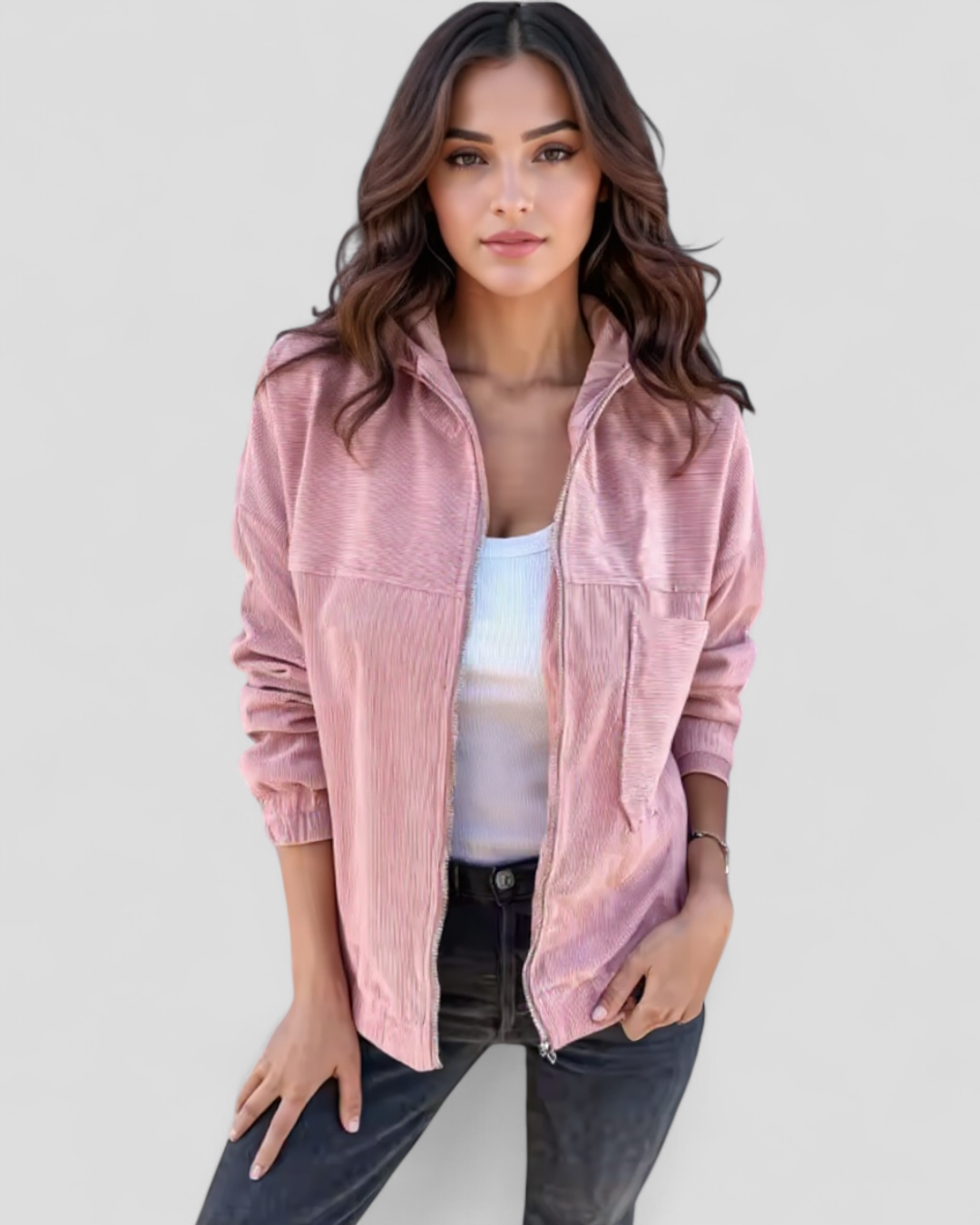 Vallea | Giacca Invernale Donna con Cappuccio in Velluto - - abbigliamento donna cappuccio giacca calda giacca comoda giacca con zip giacca donna giacca per inverno giacca velluto a coste giacca versatile stile retrò - Concept Palermo