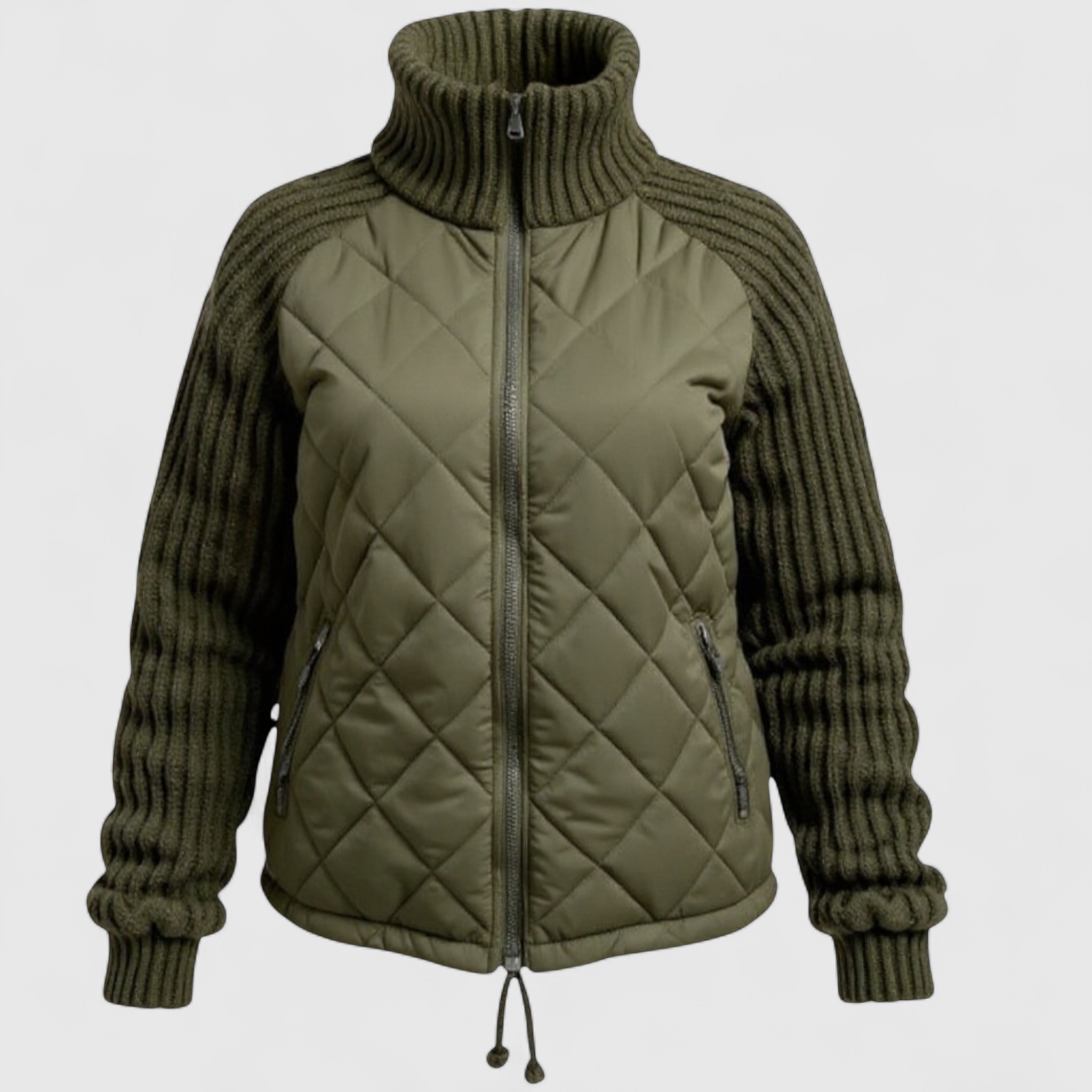 Yulia | Giacca Piumino Leggera da Donna - Verde militare - abbigliamento donna giacca comoda giacca elegante giacca estiva donna giacca leggera giacca multifunzionale giacca patchwork giacca piumino outerwear femminile piumino donna - Concept Palermo
