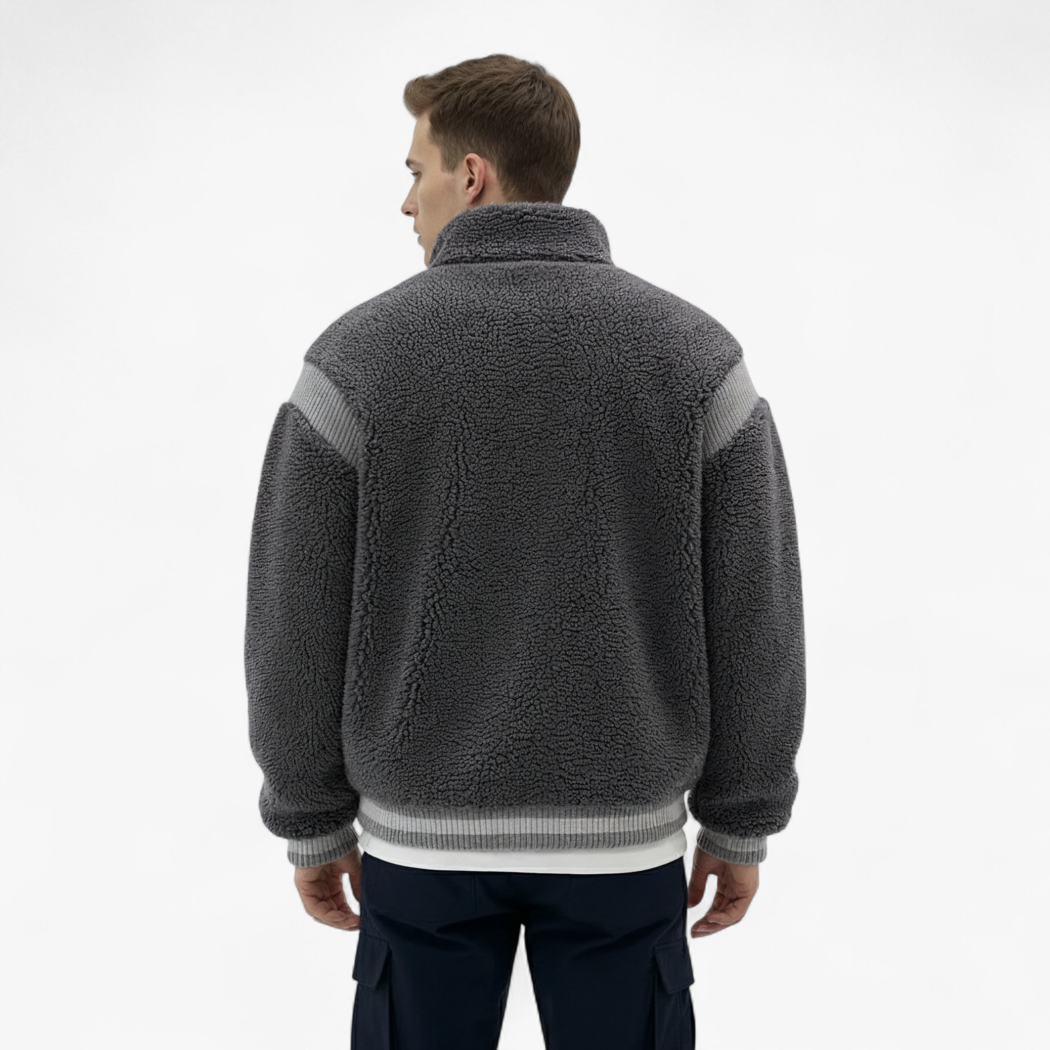 Emilio | Giacca Invernale Uomo Calda con Collo Rialzato - - abbigliamento invernale collo rialzato coton pile giacca calda giacca grigia giacca sportiva giacca trendy moda uomo stile moderno - Concept Palermo