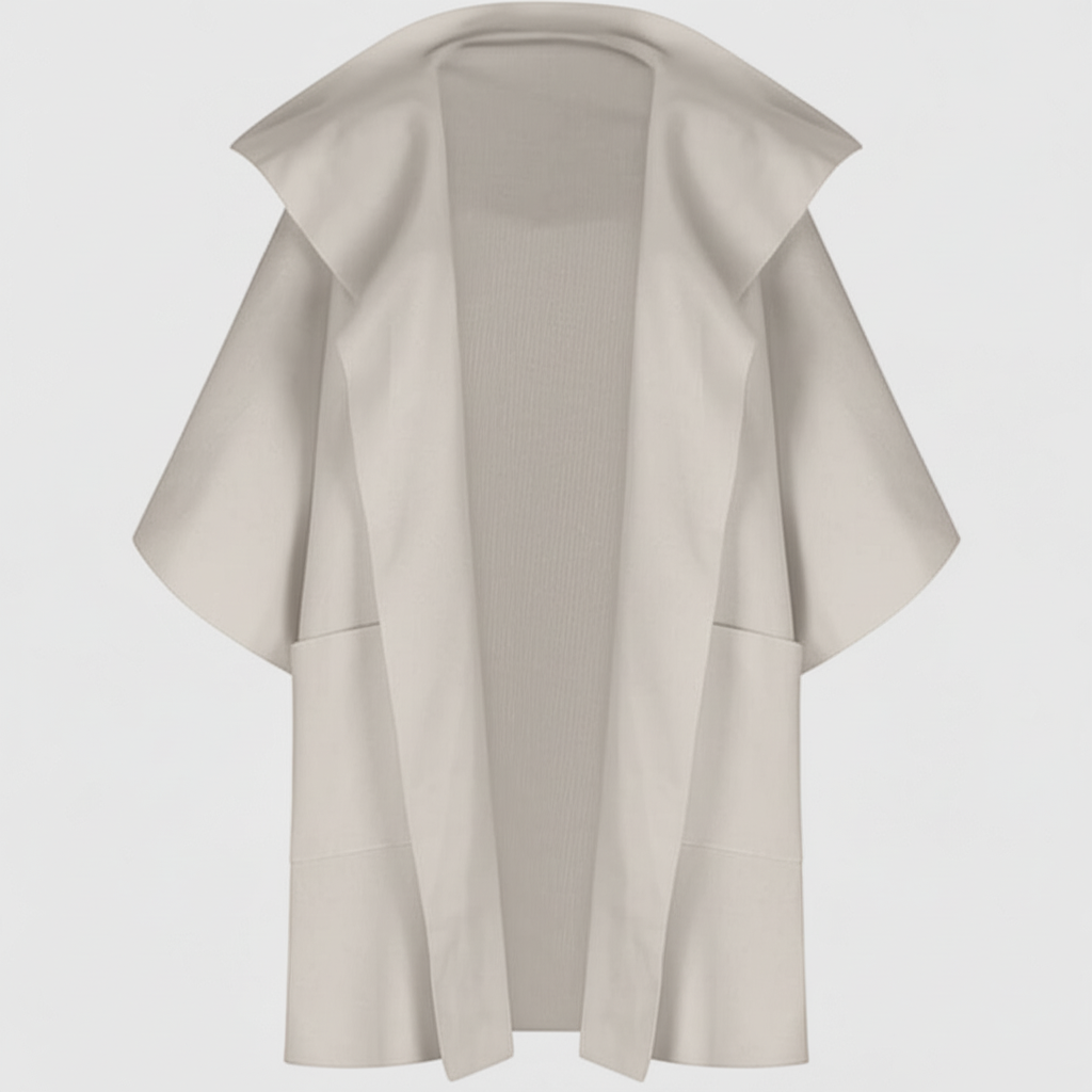 Mikte | Cappotto Donna Elegante Midi con Maniche - Albicocca - abbigliamento casual cappotto colori vari cappotto con collo a revers cappotto cotone cappotto elegante cappotto maniche midi cappotto midi cappotto primaverile cappotto taglie grandi - Concept Palermo