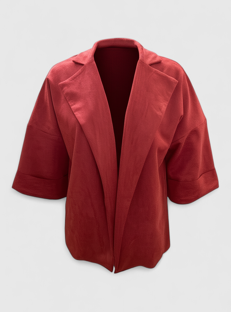 Siena | Cardigan Donna in Suede Sintetico - Rosso - autunno cardigan casual collo a revers donna fashion moda primavera suede sintetico versatile - Concept Palermo
