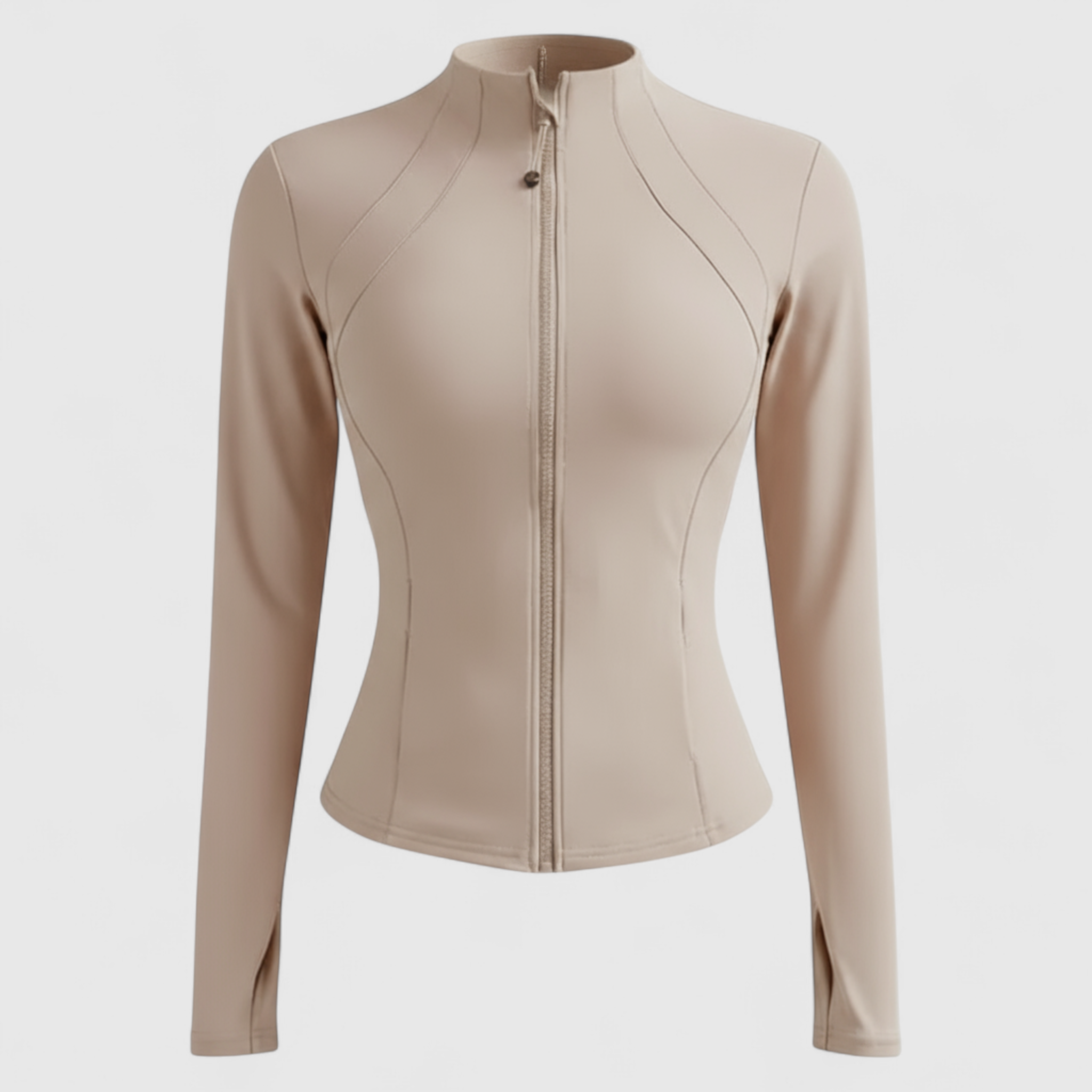 Cala | Giacca Sportiva Slim Fit per Donna - Khaki - abbigliamento sportivo giacca con zip giacca corsa giacca fitness giacca lunga manica giacca palestra giacca slim fit giacca sportiva donna giacca traspirante giacca yoga - Concept Palermo