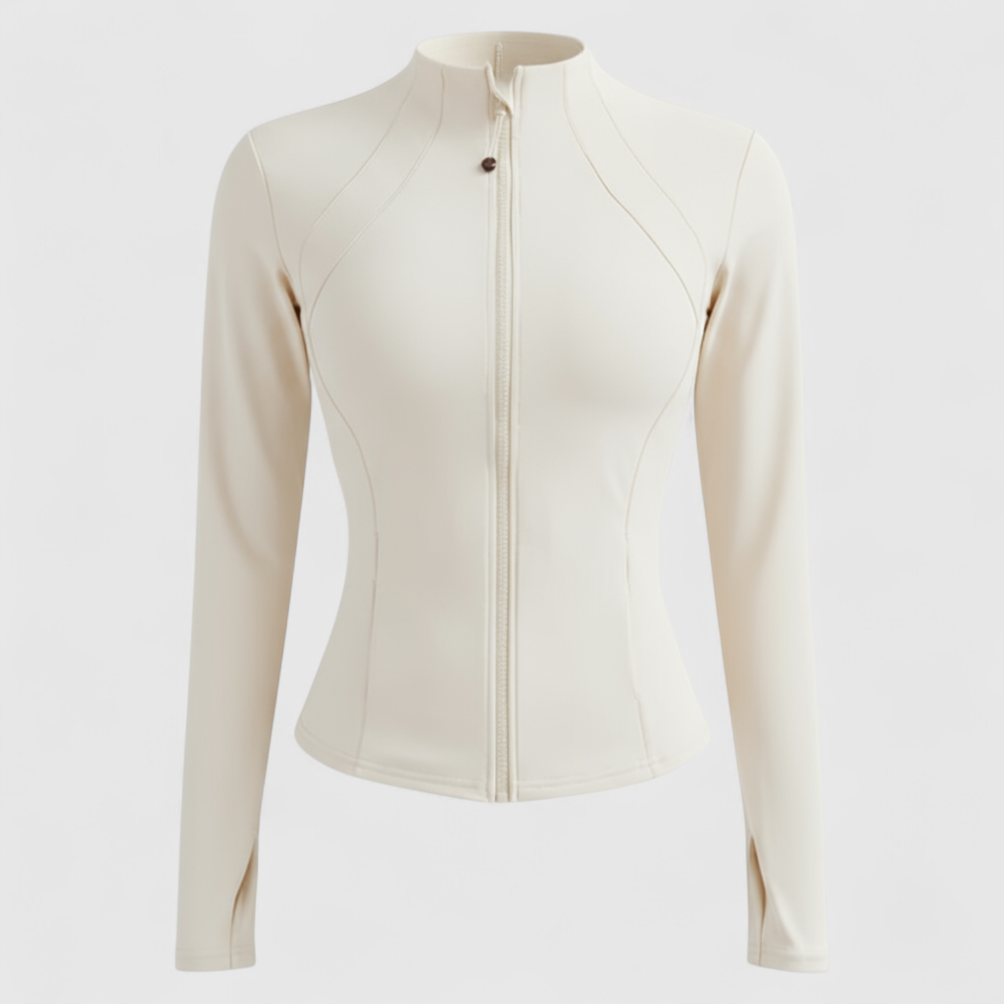 Cala | Giacca Sportiva Slim Fit per Donna - Avorio - abbigliamento sportivo giacca con zip giacca corsa giacca fitness giacca lunga manica giacca palestra giacca slim fit giacca sportiva donna giacca traspirante giacca yoga - Concept Palermo