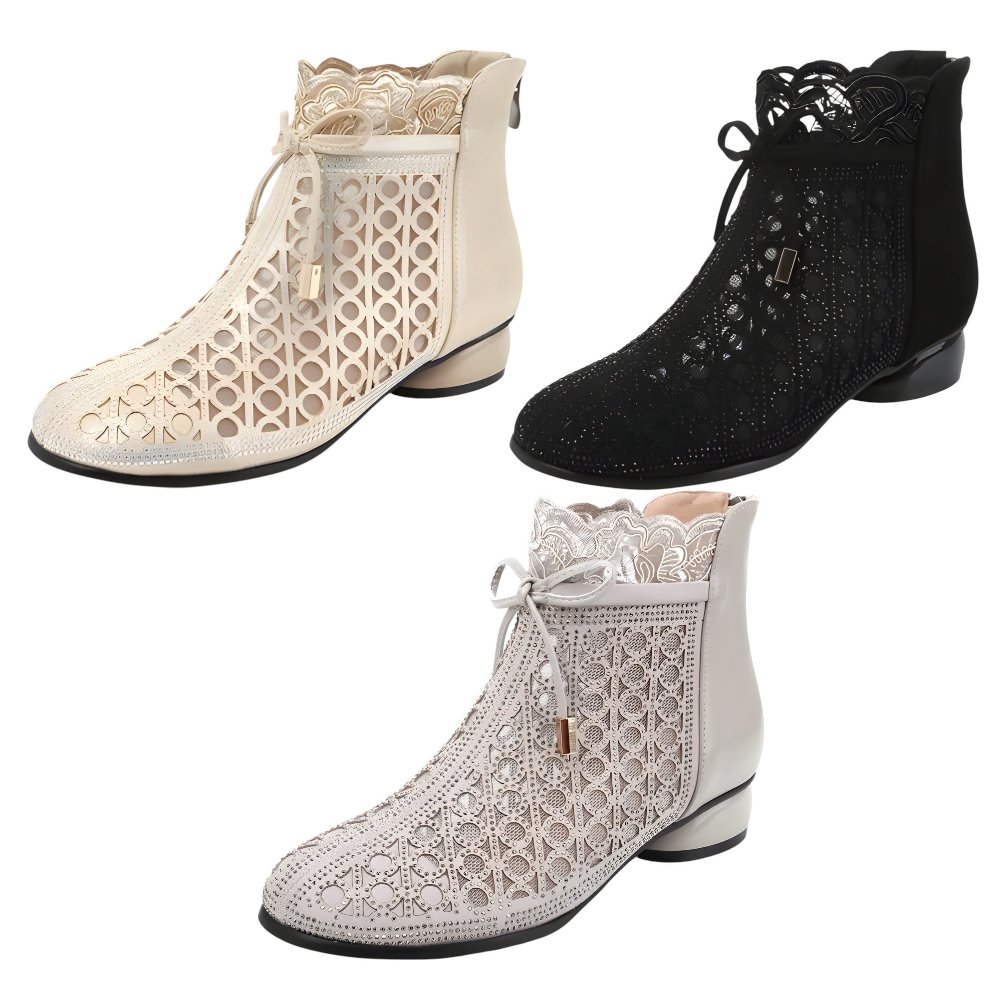 Diana | Stivaletti estivi in rete con tacco a spillo in vera pelle - - BOOTS Boots & Shoes - Concept Palermo