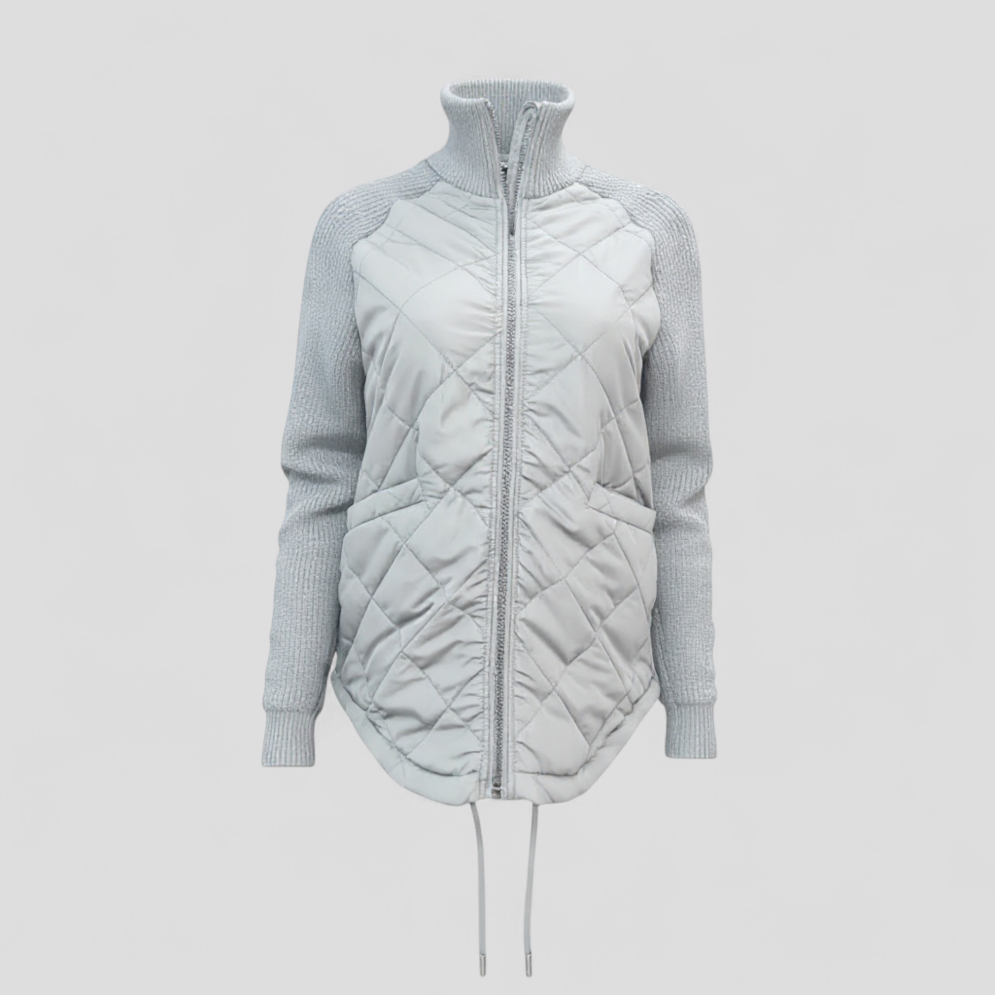 Yulia | Giacca Piumino Leggera da Donna - Grigio - abbigliamento donna giacca comoda giacca elegante giacca estiva donna giacca leggera giacca multifunzionale giacca patchwork giacca piumino outerwear femminile piumino donna - Concept Palermo
