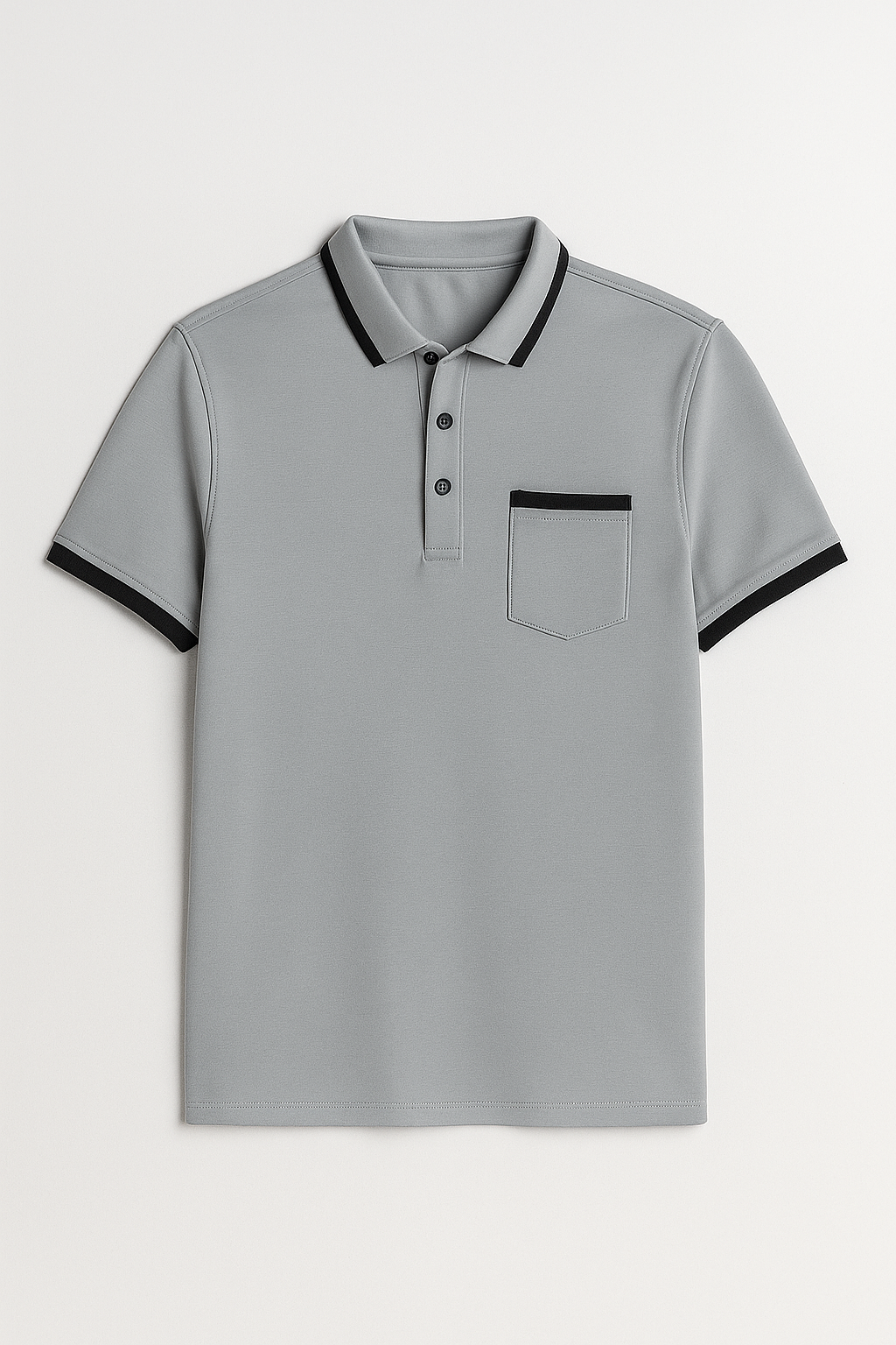 Rue | Polo elegante da uomo con dettagli a contrasto - Grigio - men Polo - Concept Palermo