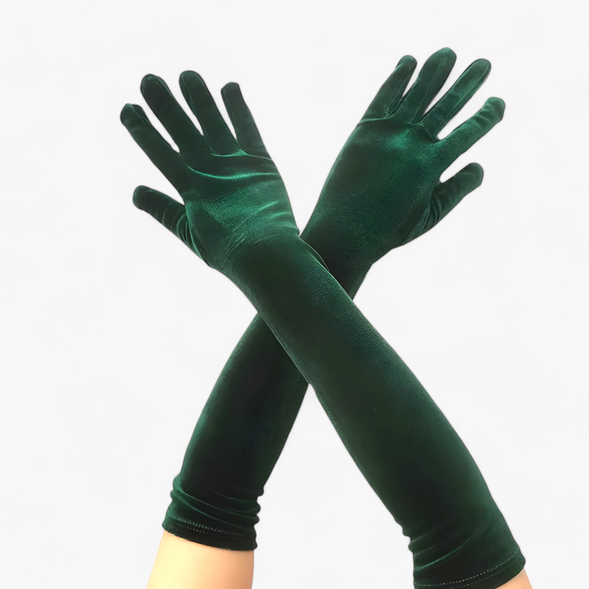Lily | Guanti di velluto da donna - Elegante stile retrò e calore - Verde 53cm Taglia unica - - Concept Palermo