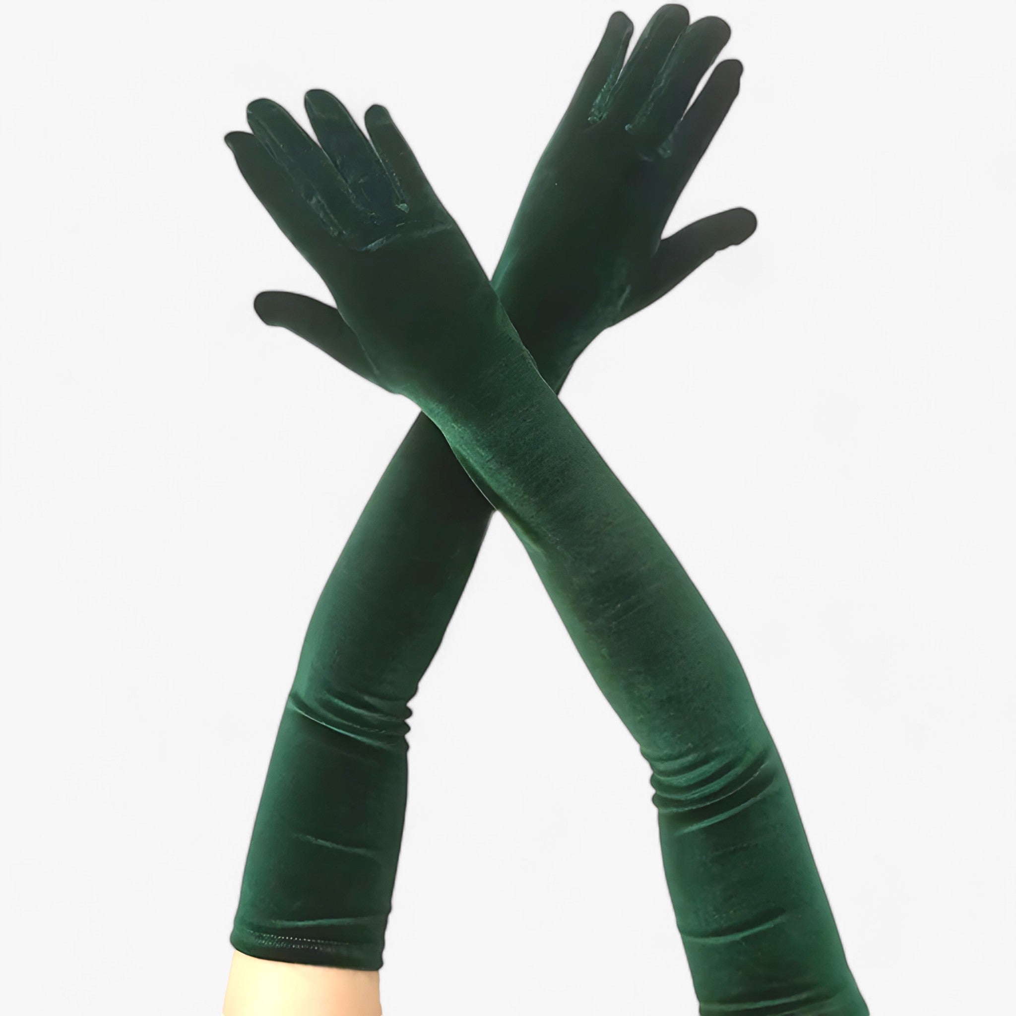 Lily | Guanti di velluto da donna - Elegante stile retrò e calore - Verde 65cm Taglia unica - - Concept Palermo