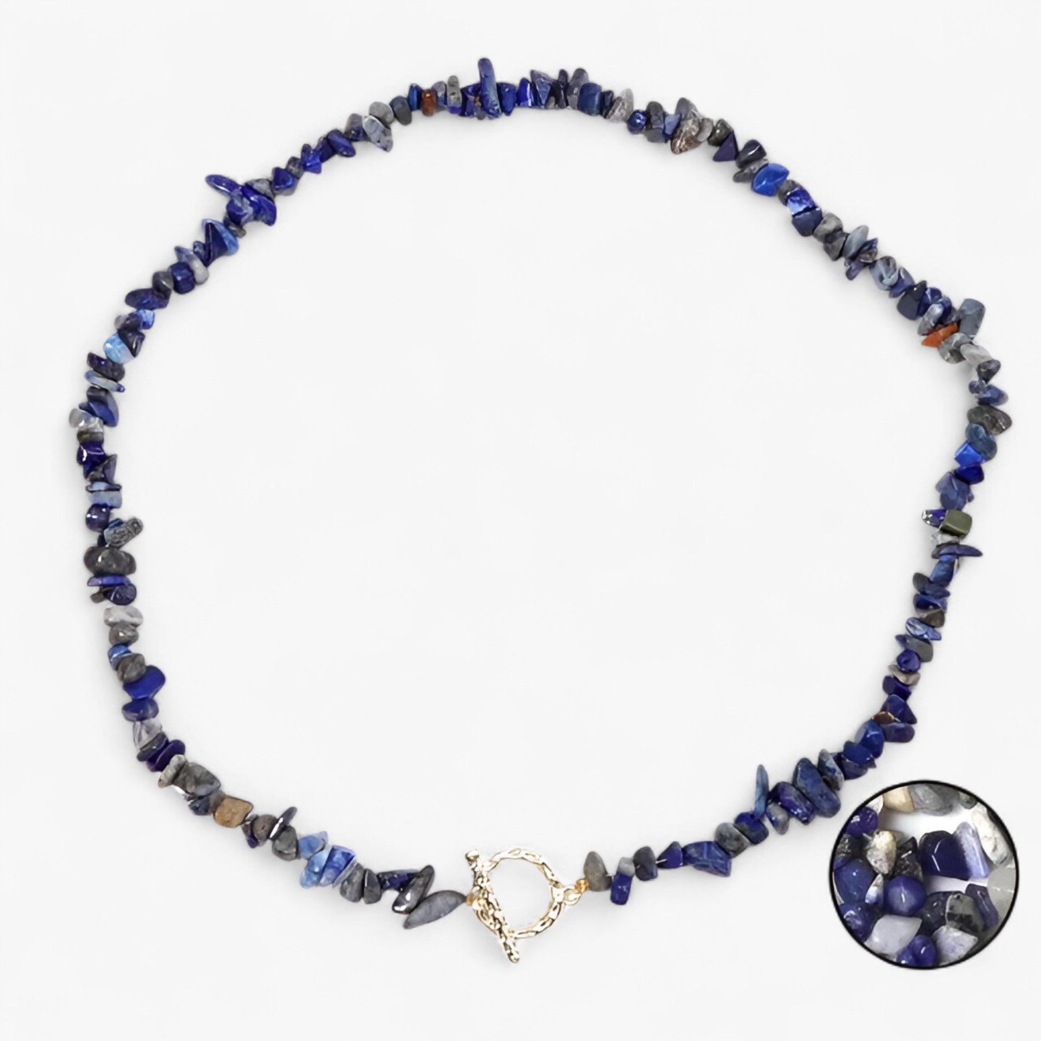 Collana di pietre semipreziose bohemien con pietra naturale e grani di pietra - Sodalite - NECKLACES Necklaces for Women - Concept Palermo
