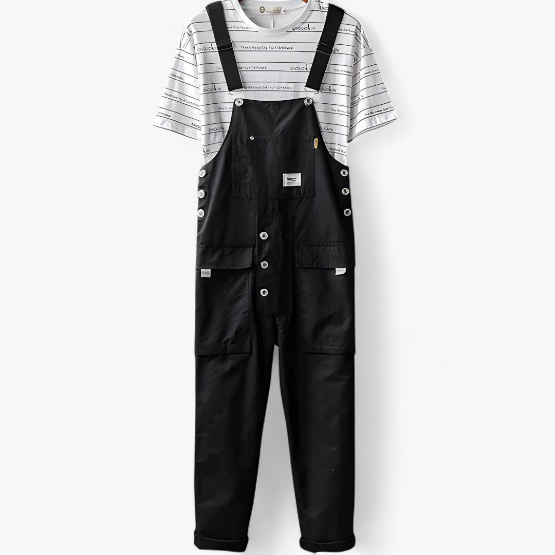 Elias | Salopette cargo utility da uomo - Vestibilità regolabile - Nero - jumpsuit - Concept Palermo