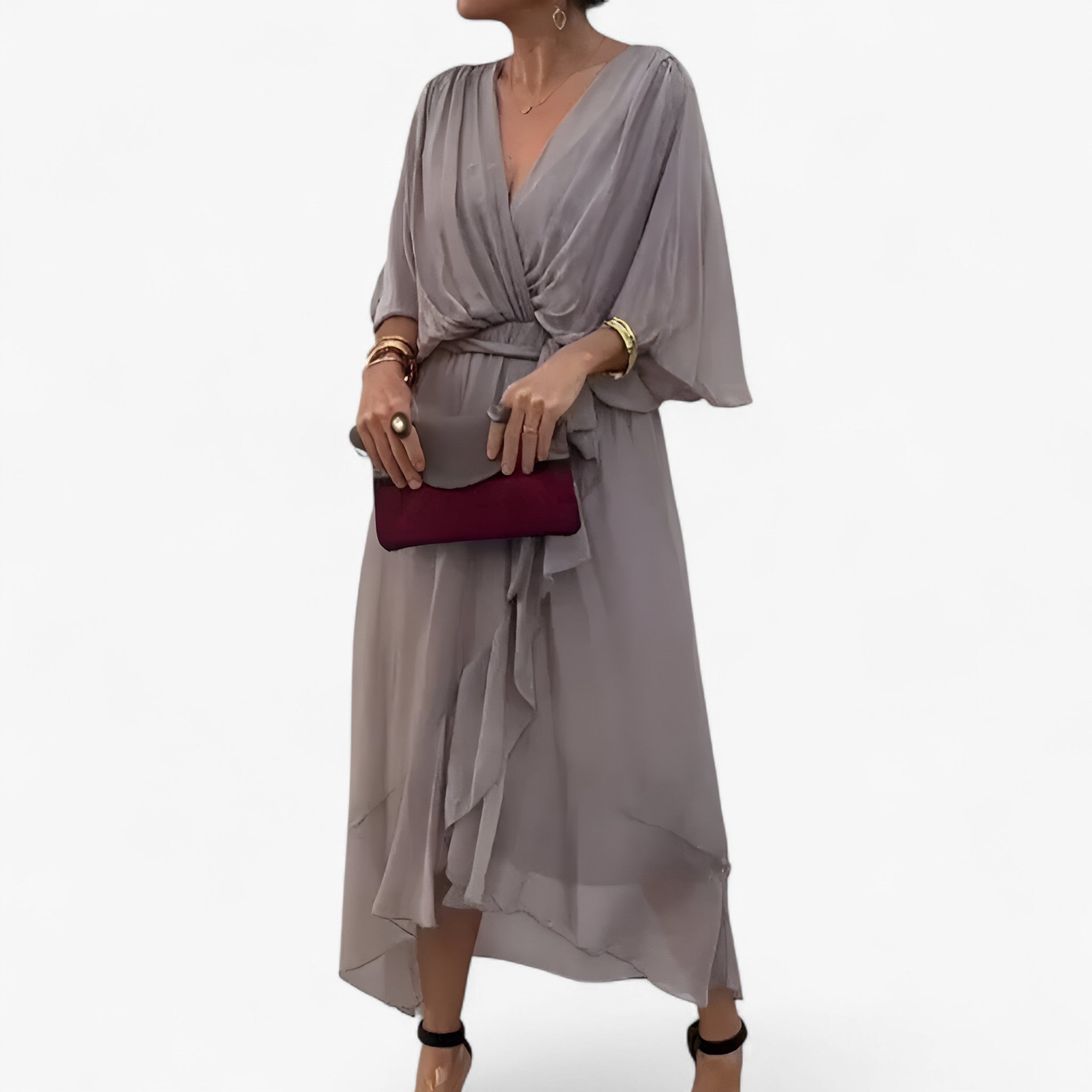 Aliyah | Abito da donna in chiffon - Grigio - - Concept Palermo